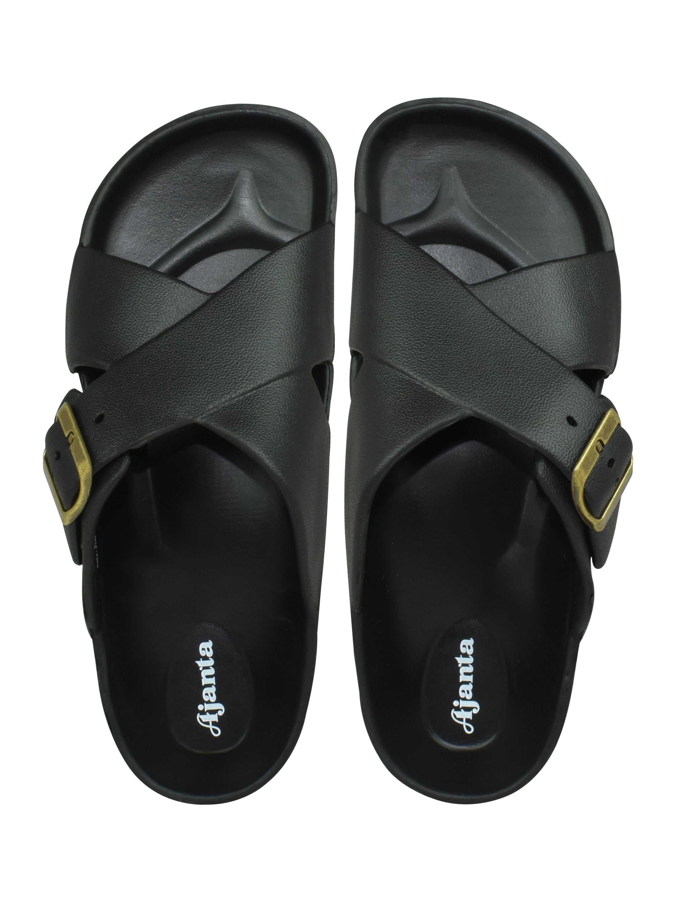 Ajanta Men’s Adjustable Buckle Slippers – Lightweight EVA Molded Orthopedic Slip-Ons for All-Day Comfort (Blue & Black)