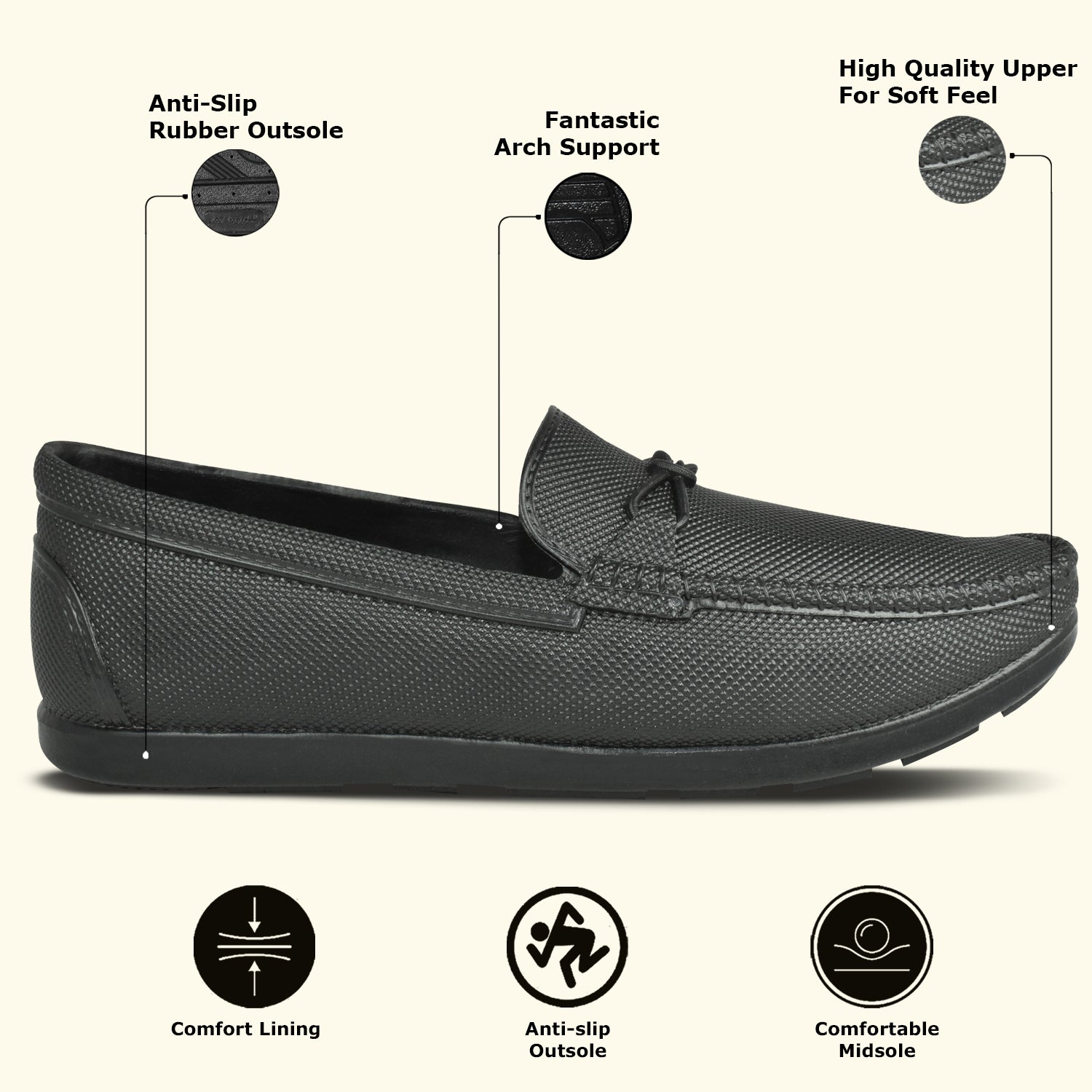 AJANTA Anti-Skid & Waterproof Slip-On Loafers for Men for Casual, Office & Everyday Wear EG4014