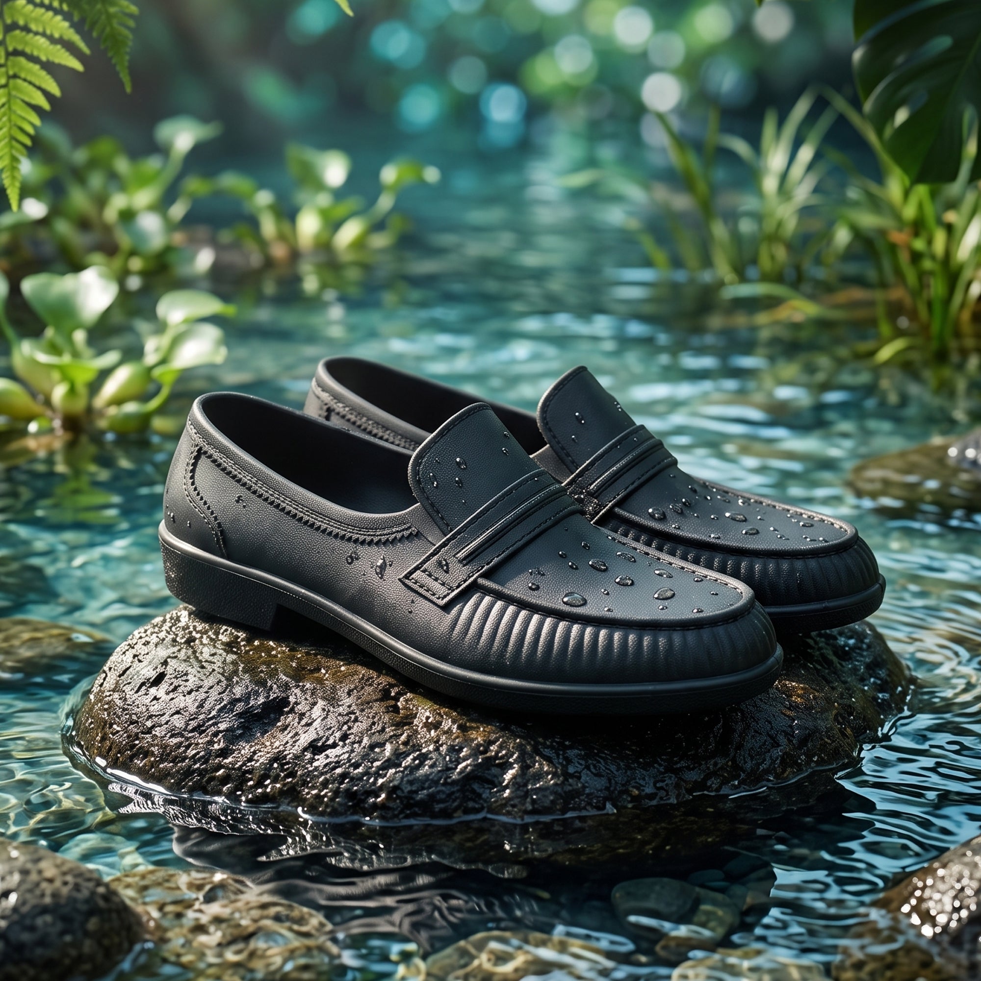 AJANTA Waterproof PVC Loafers Shoes for Men | Lightweight Slip-On Rain Shoes | Casual Monsoon Footwear |  Moccasin Shoes Office, Travel, Driving & Daily Wear Rr