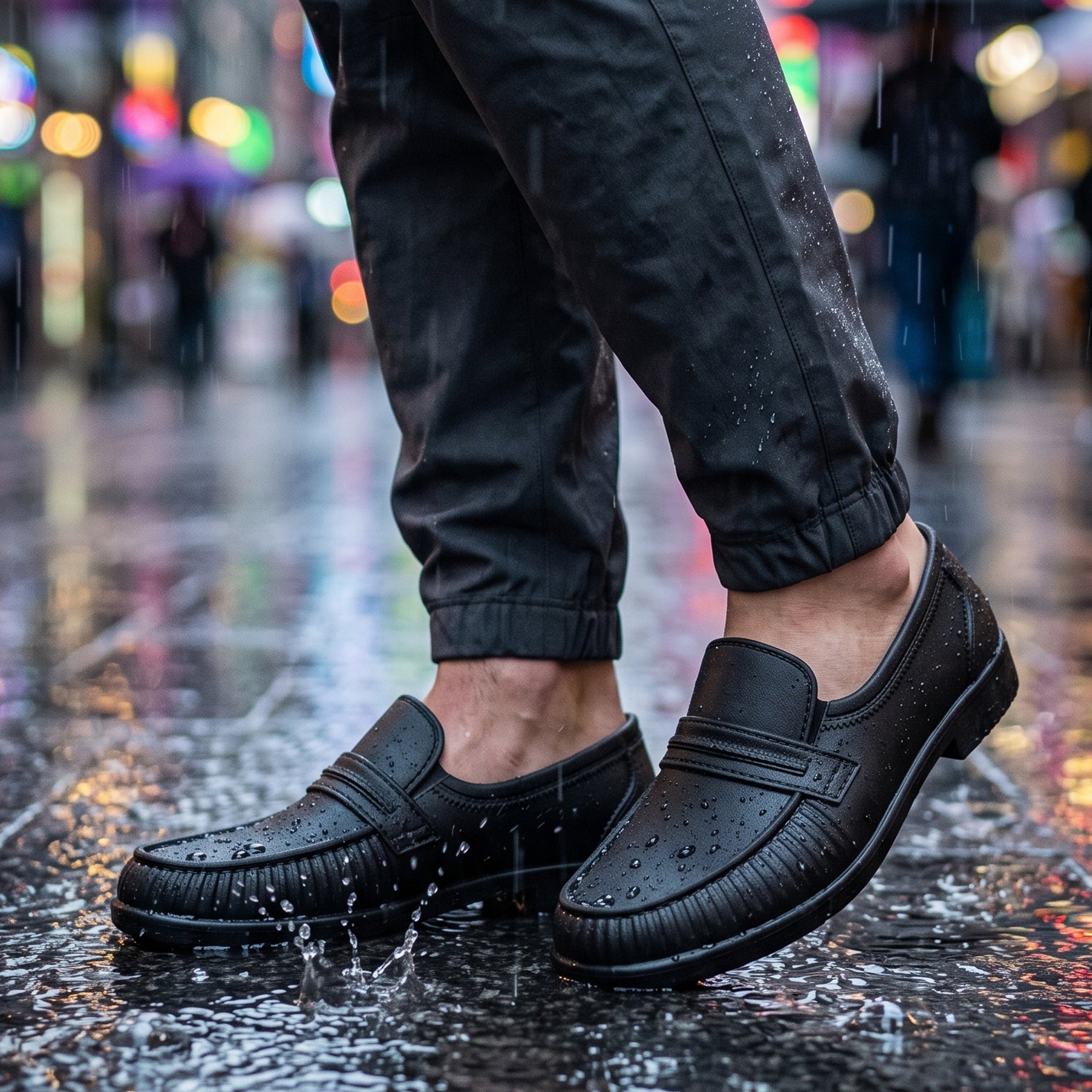AJANTA Waterproof PVC Loafers Shoes for Men | Lightweight Slip-On Rain Shoes | Casual Monsoon Footwear |  Moccasin Shoes Office, Travel, Driving & Daily Wear Rr