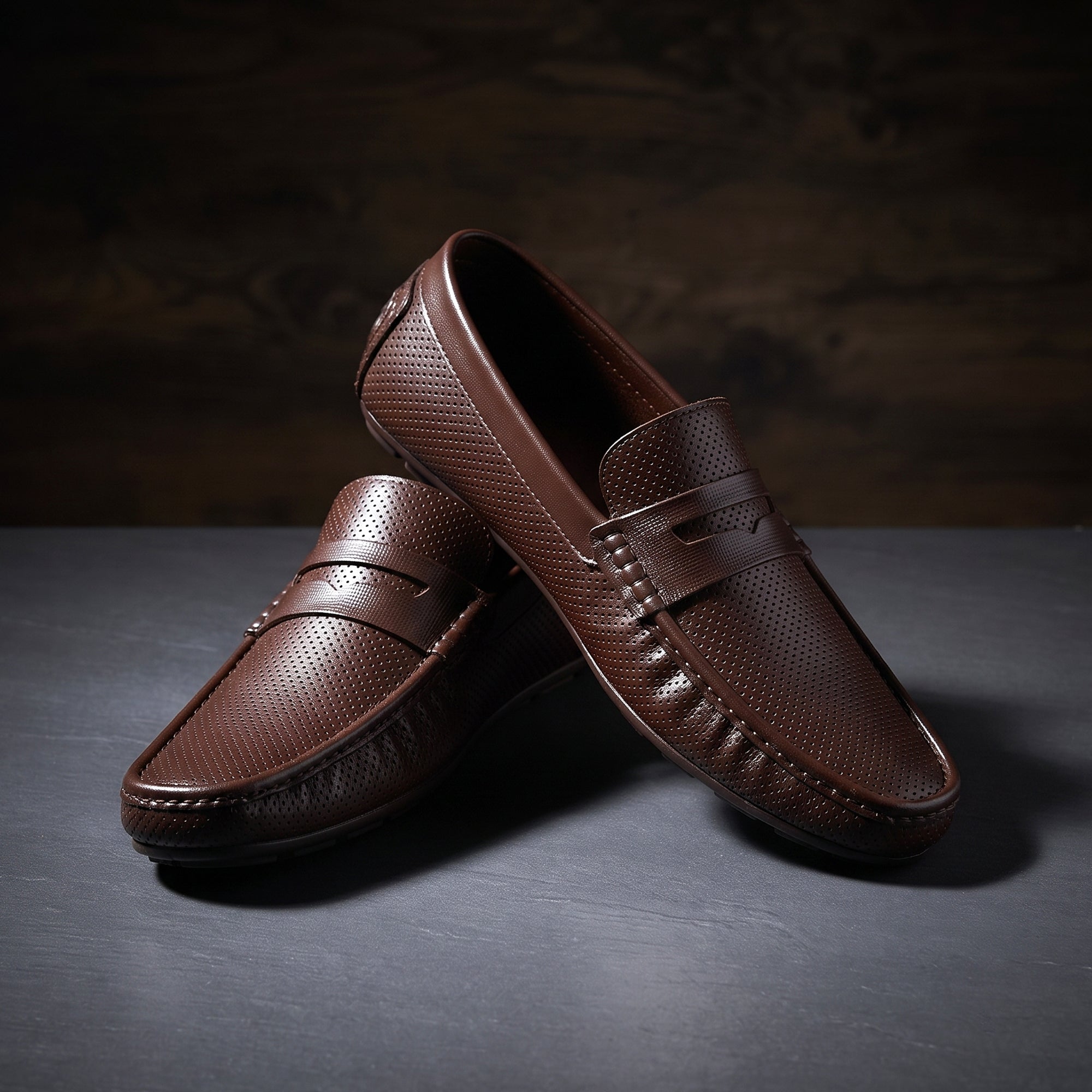 AJANTA Waterproof Slip-On PVC Loafers Shoes for Men | Lightweight Anti-Skid Casual Office Shoes for Men | Comfortable Fit Rainy Shoes & Moccasin Footwear for Travel & Driving Brown