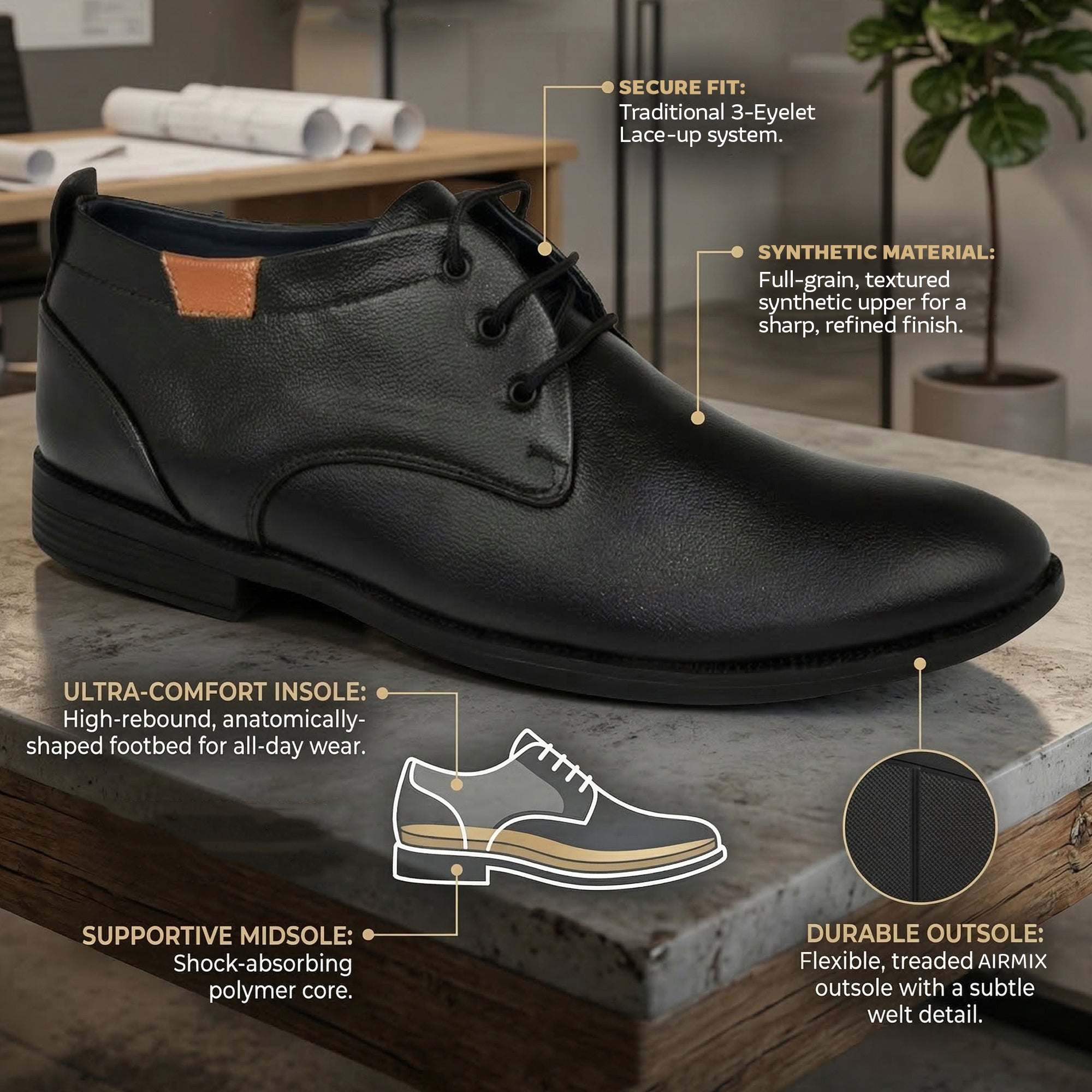 Ajanta Men's Formal Lace Up Shoes