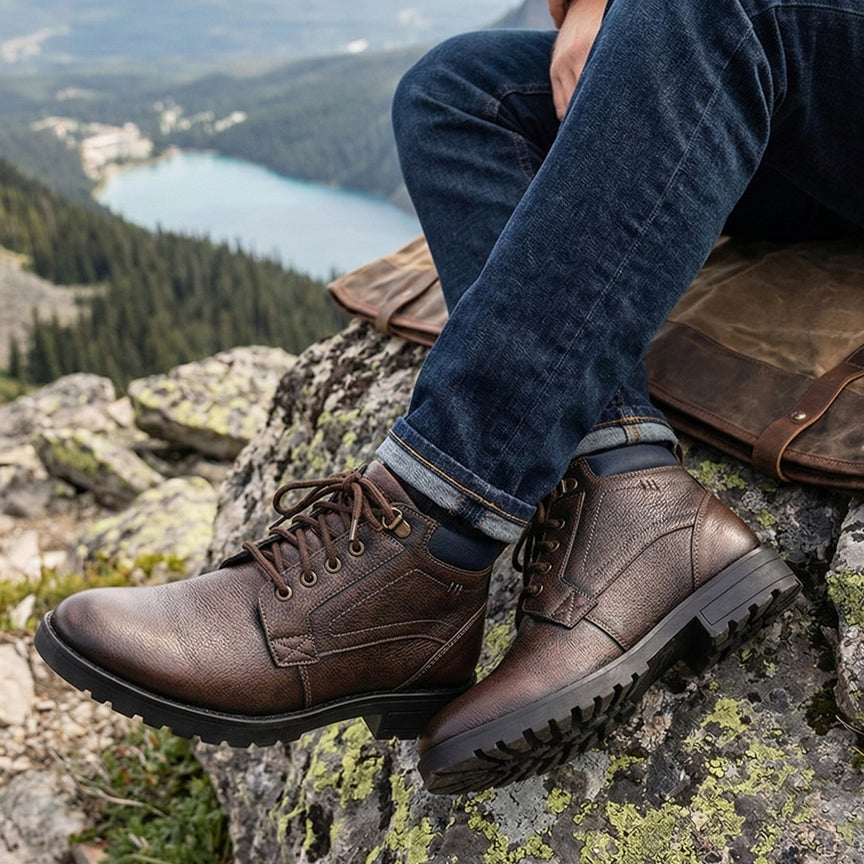 Imperio Brown Genuine Leather High Top Boots for Men