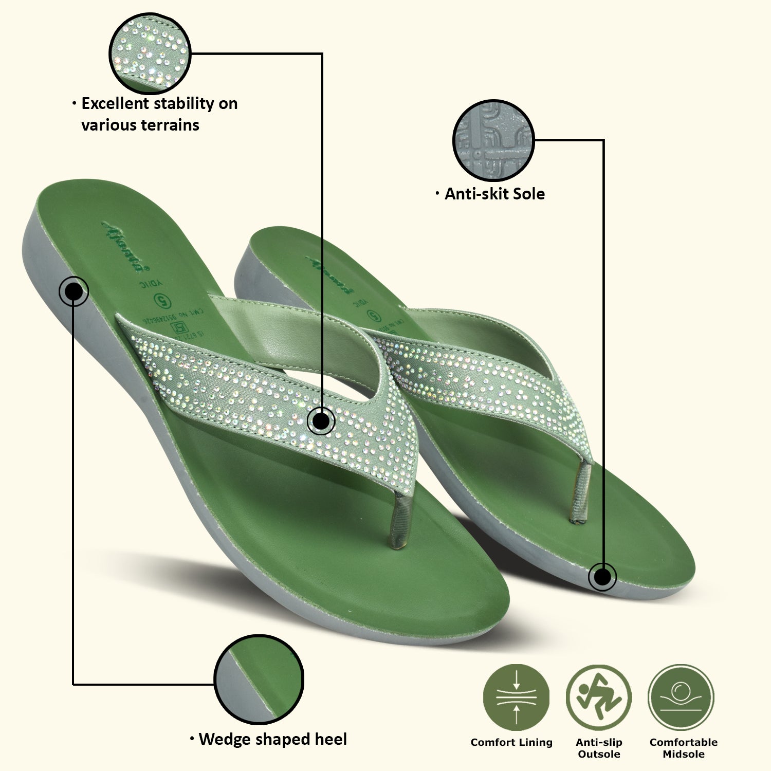 AJANTA Comfortable Flat Fashion Slip-on Slipper for Women EL1014