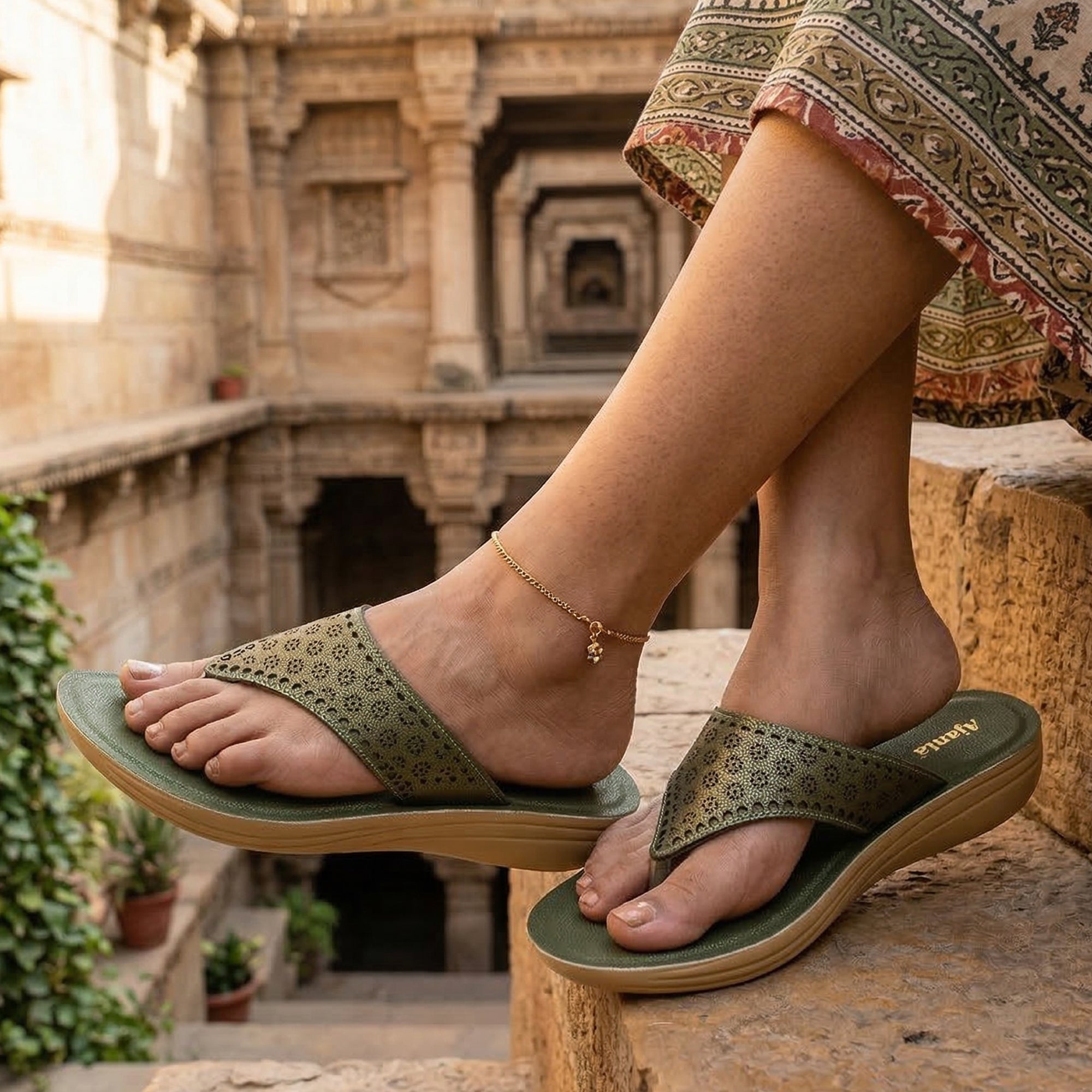 Ajanta Slip On Flat Sandals For Women