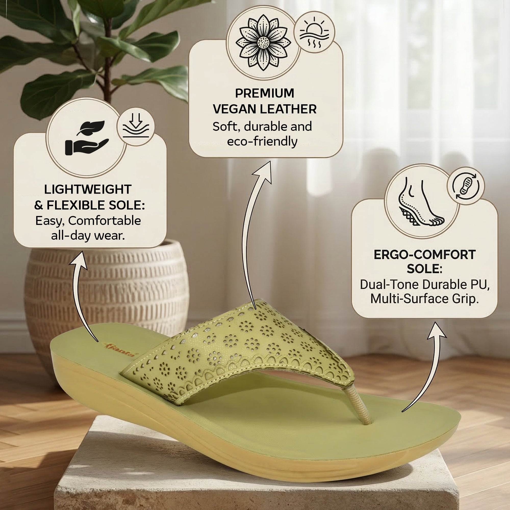 Ajanta Slip On Flat Sandals For Women
