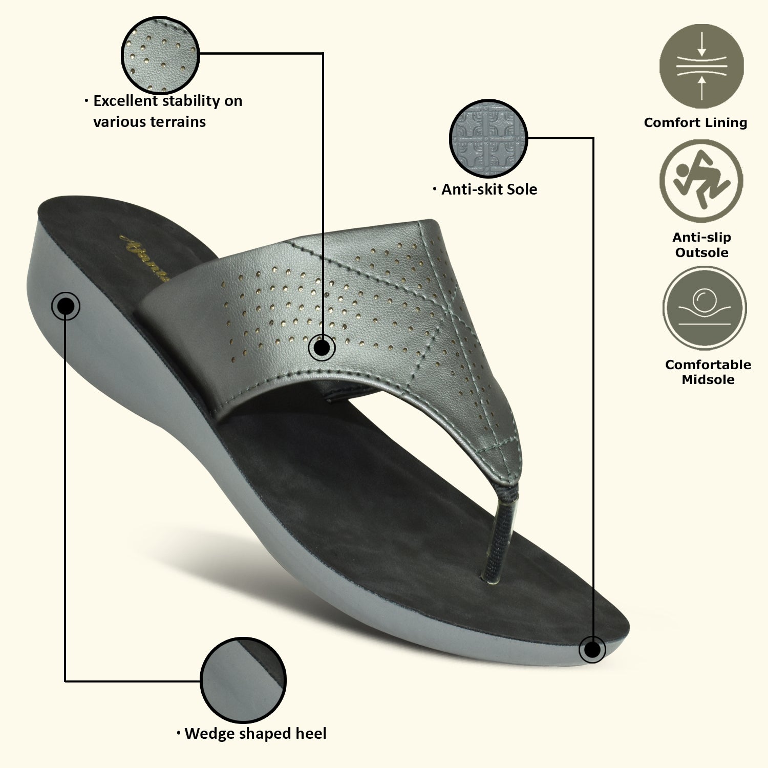 AJANTA Women Flat Sandals for Women| Casual Sandals| Comfortable Ladies Sandal EL1019