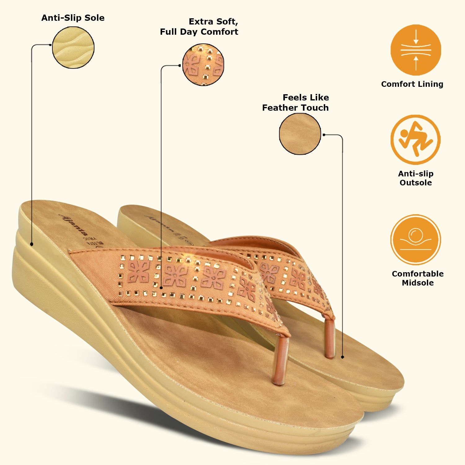 Ajanta Casual Sandal|Flat Sandals For Women|Flats For Daily Use|Comfortable Ladies Chappal-EL1022