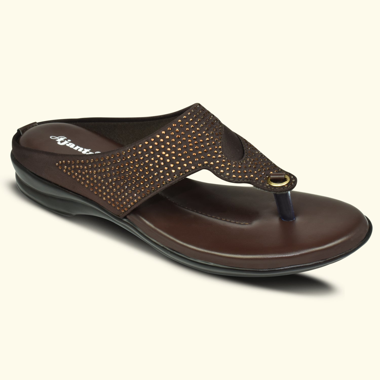 AJANTA Women's Brown Flat Sandals | Synthetic Upper | Lightweight EVA Sole | Stylish & Comfortable Sandal EL1028