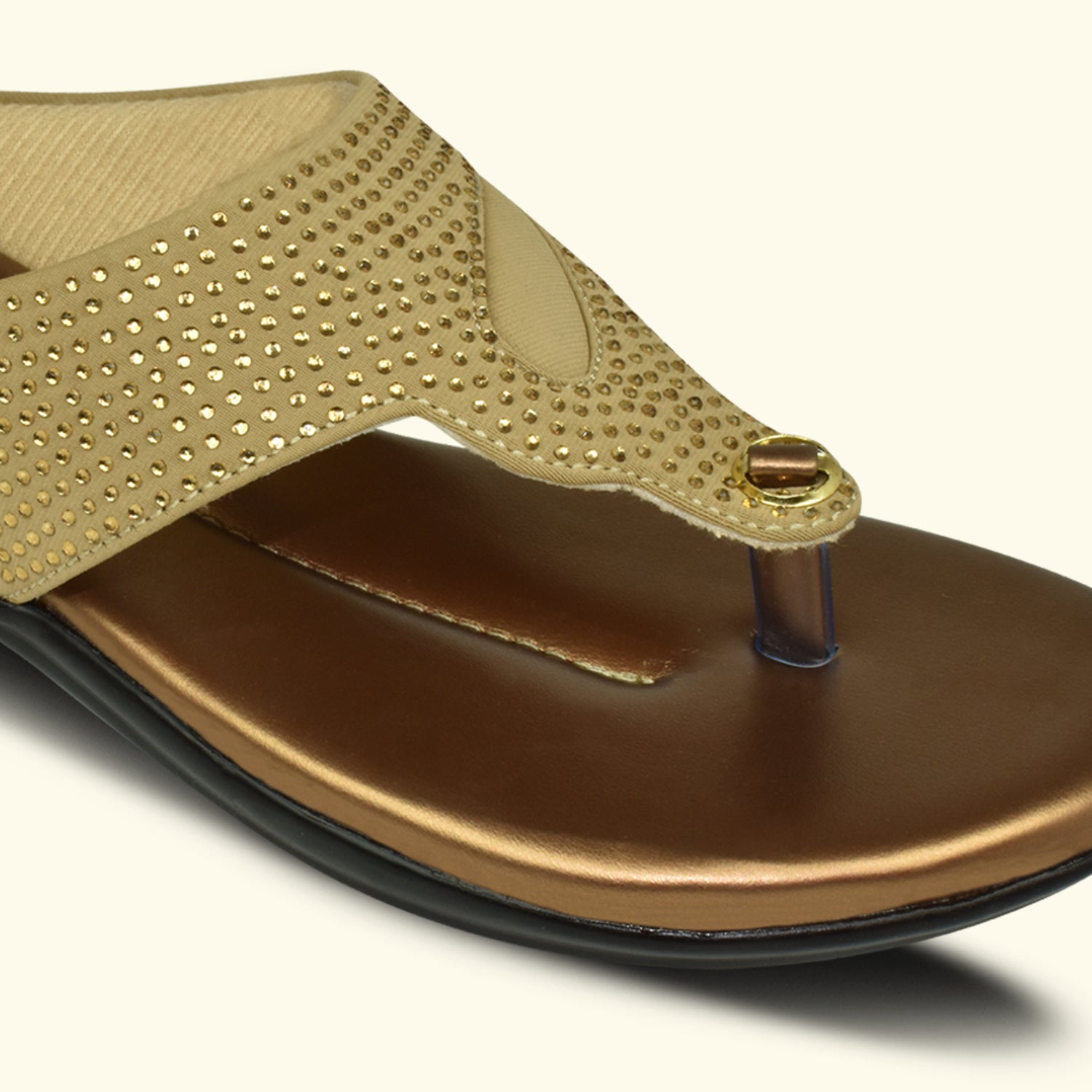 AJANTA Women's Copper Flat Sandals | Stylish Synthetic Upper | Lightweight EVA Sole | Comfortable Everyday Wear Sandal EL1029