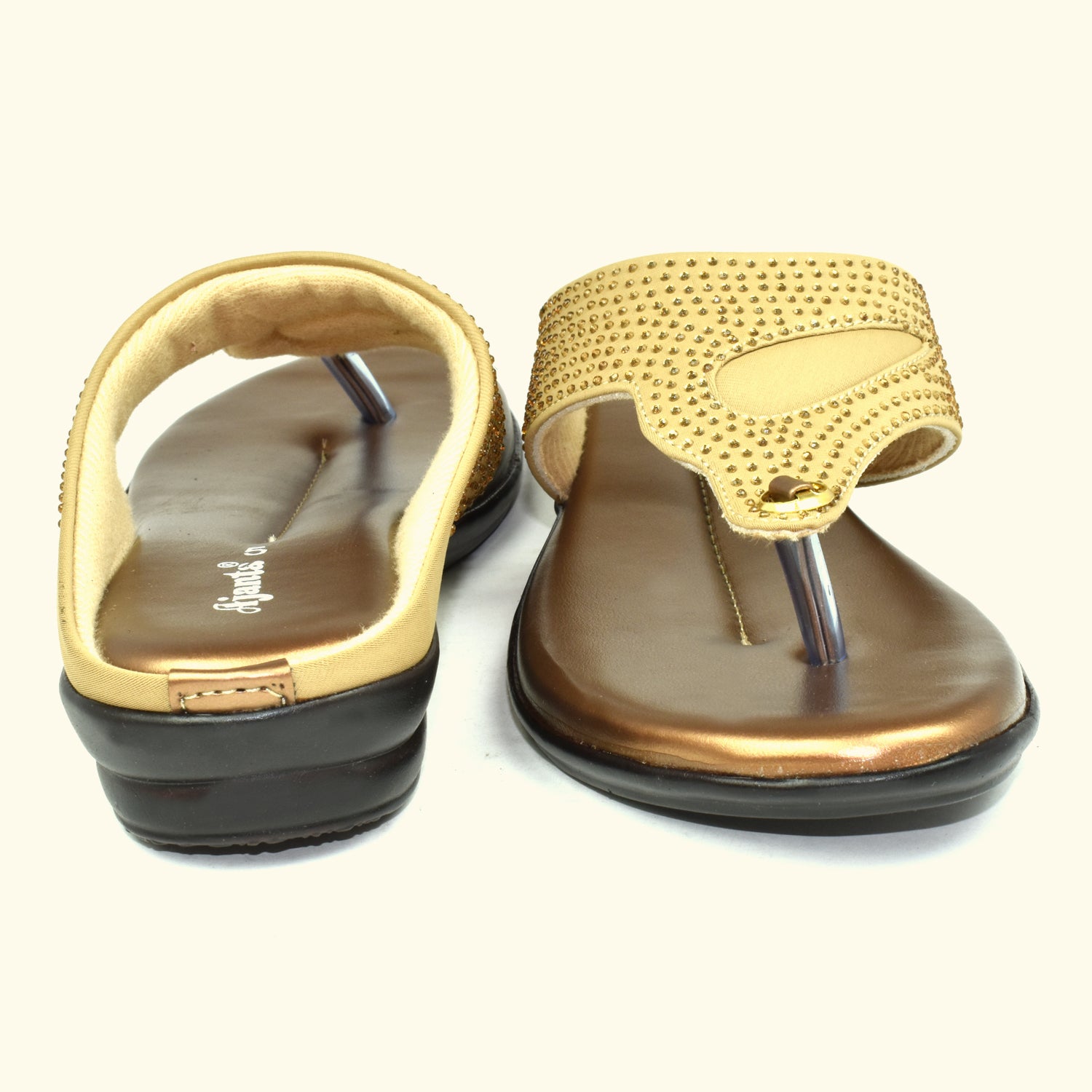 AJANTA Women's Copper Flat Sandals | Stylish Synthetic Upper | Lightweight EVA Sole | Comfortable Everyday Wear Sandal EL1029