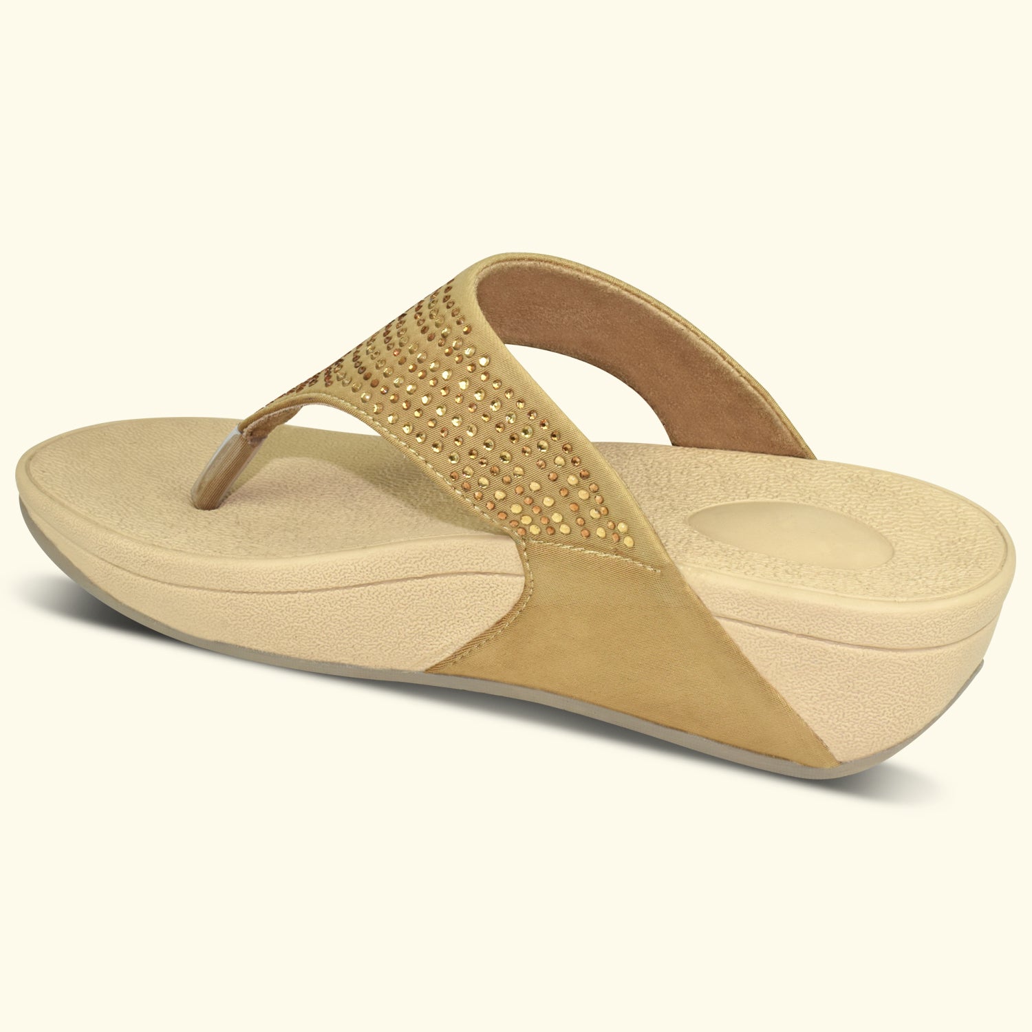 AJANTA Women's Beige Flat Sandals | Soft EVA Insole | Durable Synthetic Outer Material | Comfortable Sandal EL1031