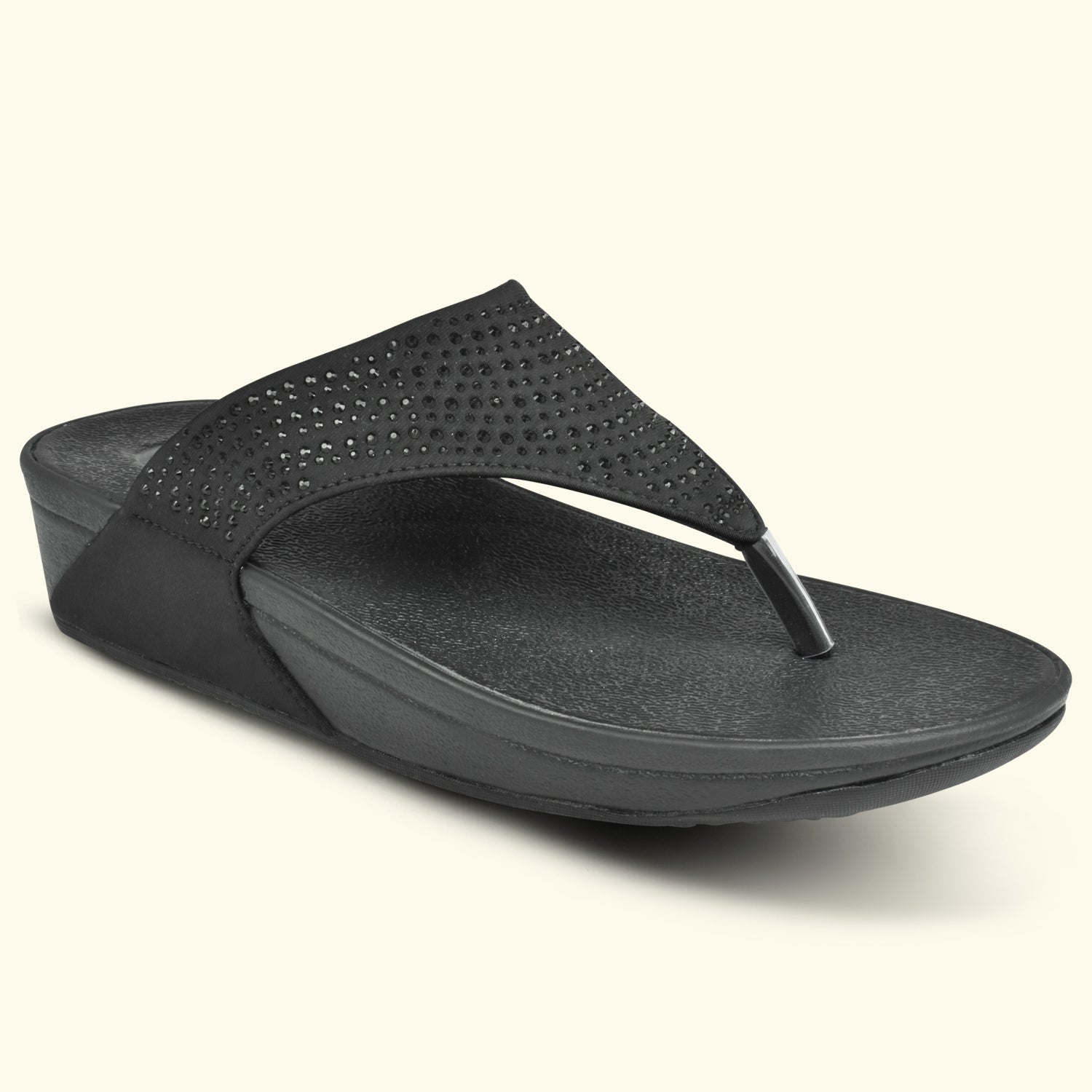 Ajanta Women's Black Flat Sandals | Cushioned EVA Insole | Stylish Synthetic Outer Material | Lightweight Daily Wear Sandal EL1032