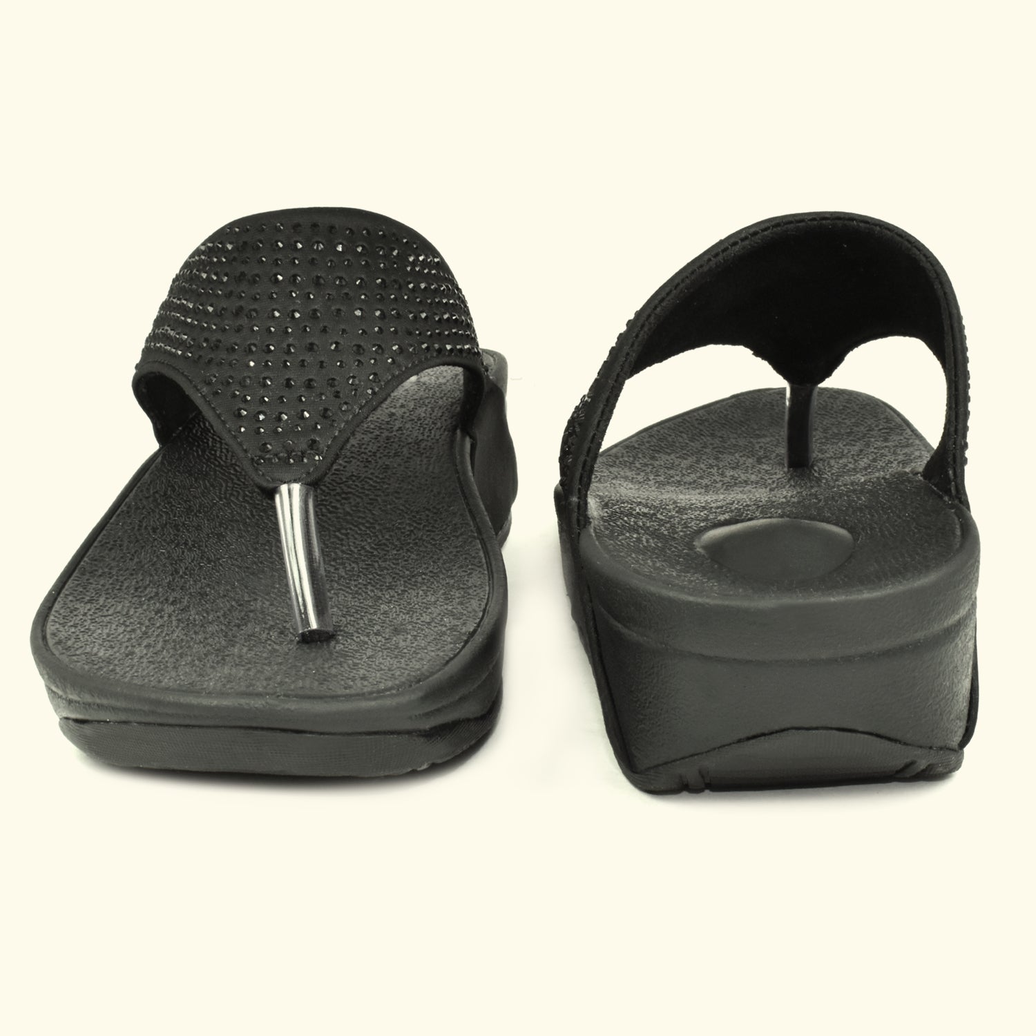 Ajanta Women's Black Flat Sandals | Cushioned EVA Insole | Stylish Synthetic Outer Material | Lightweight Daily Wear Sandal EL1032