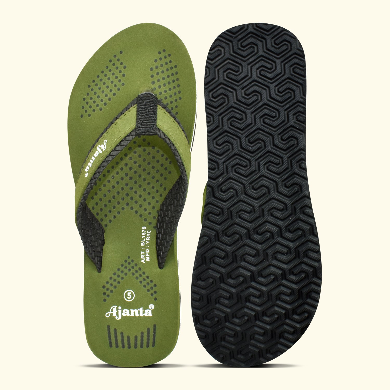 Ajanta Women's Green Slip-On Outdoor Slippers | Lightweight EVA Sole | Durable Synthetic Upper | Comfortable Daily Wear Slippers EL1033