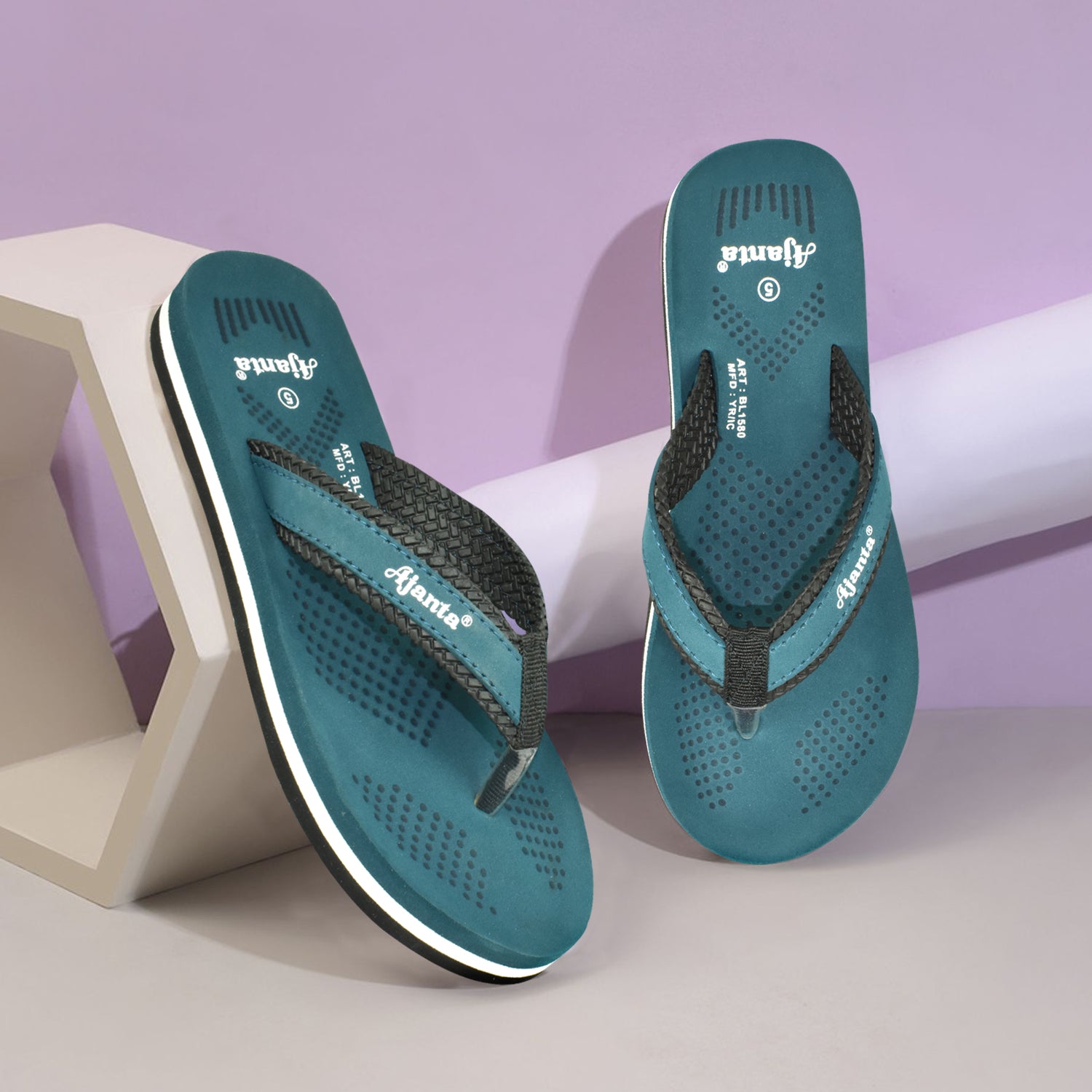 Ajanta Women's Sea Green Slip-On Outdoor Slippers | Lightweight EVA Sole | Durable Synthetic Upper | Everyday Comfort Wear | Slipper EL1034