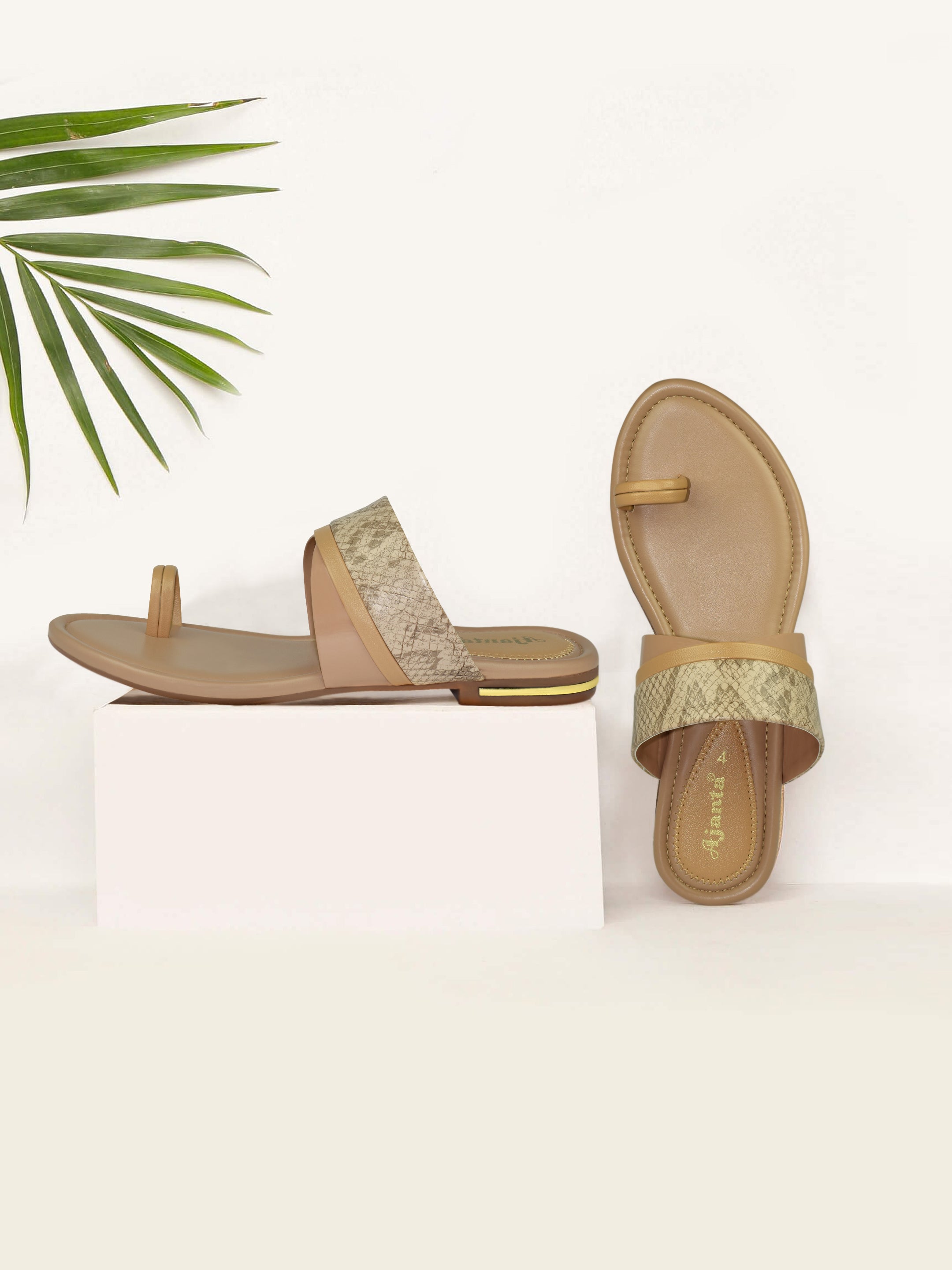 Ajanta Women Stylish Ethnic Flat Sandals For Women / Breathable & Anti-Skid for Secure Walking EL2014