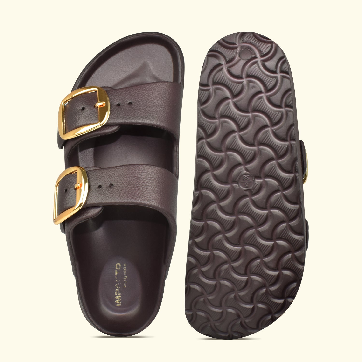 AJANTA Women's Brown Slip-On Sandals | All-EVA Construction | Lightweight & Comfortable Casual Footwear EL3023