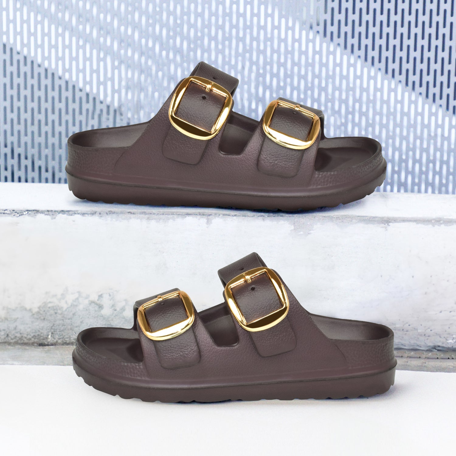 AJANTA Women's Brown Slip-On Sandals | All-EVA Construction | Lightweight & Comfortable Casual Footwear EL3023