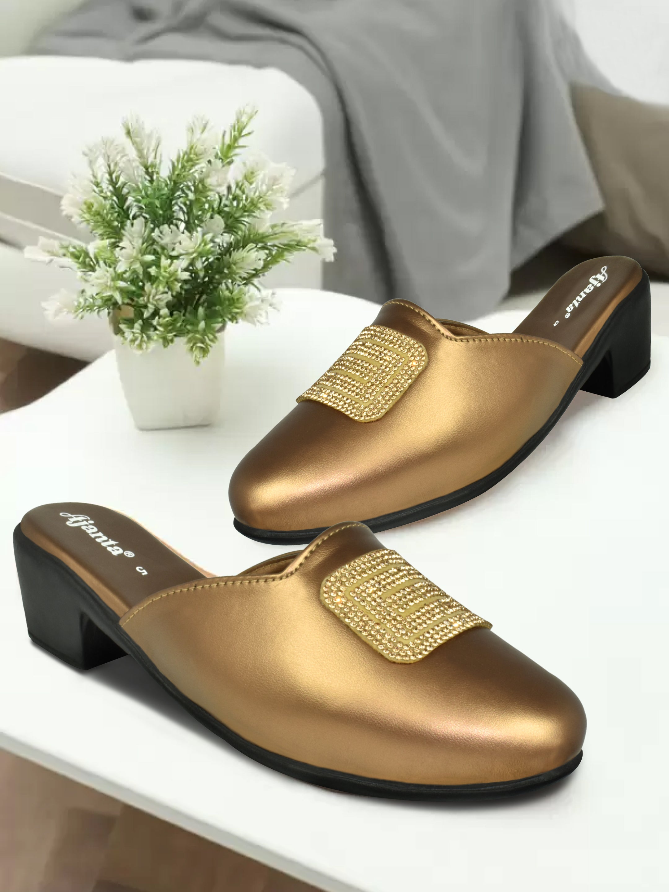 AJANTA Women's Copper Sandals | Stylish PVC Upper | Durable Synthetic Sole | Elegant & Comfortable Sandal EL5025