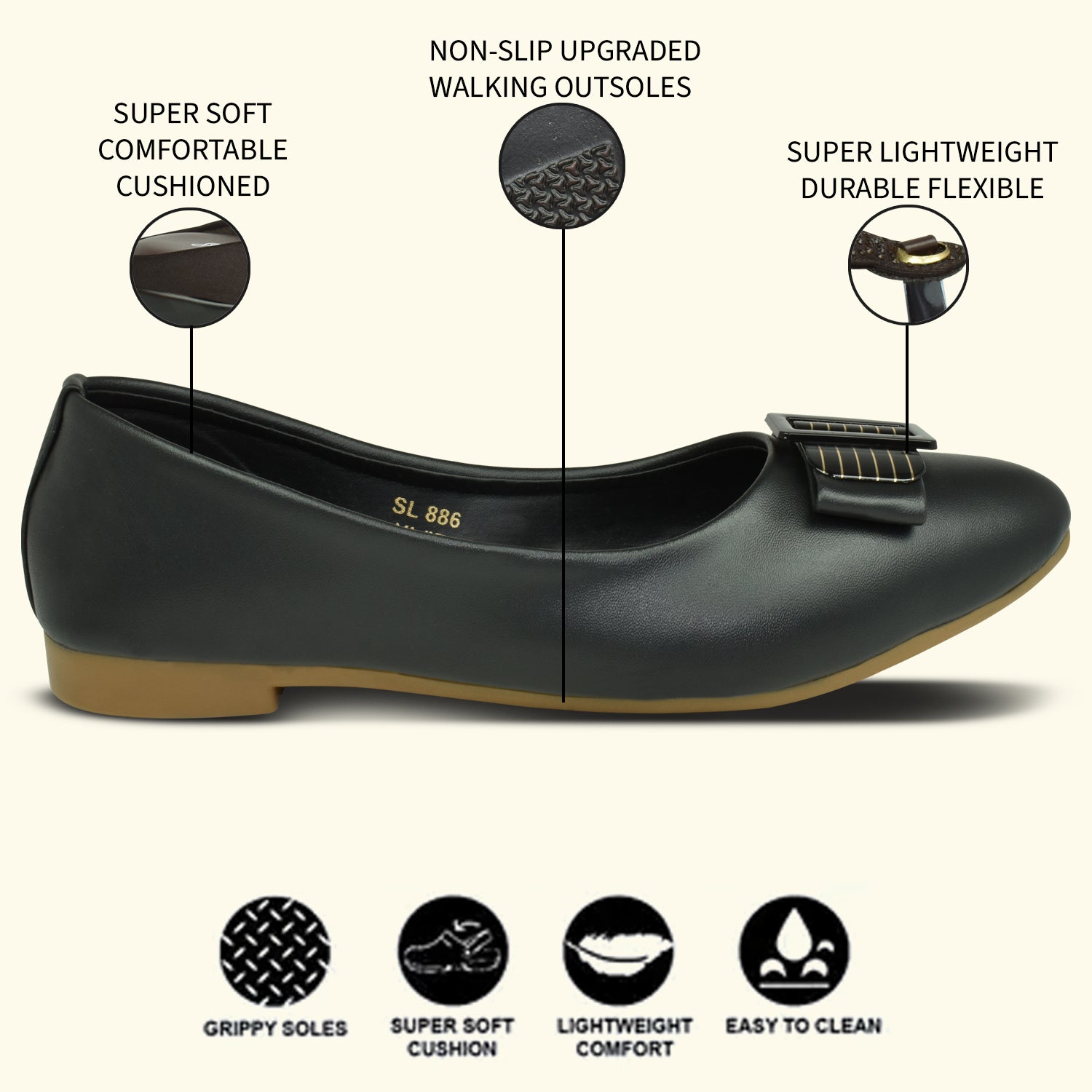 Ajanta Women Stylish Ethnic Slip on Comfortable Casual Flat Ballerina For Women EL5028