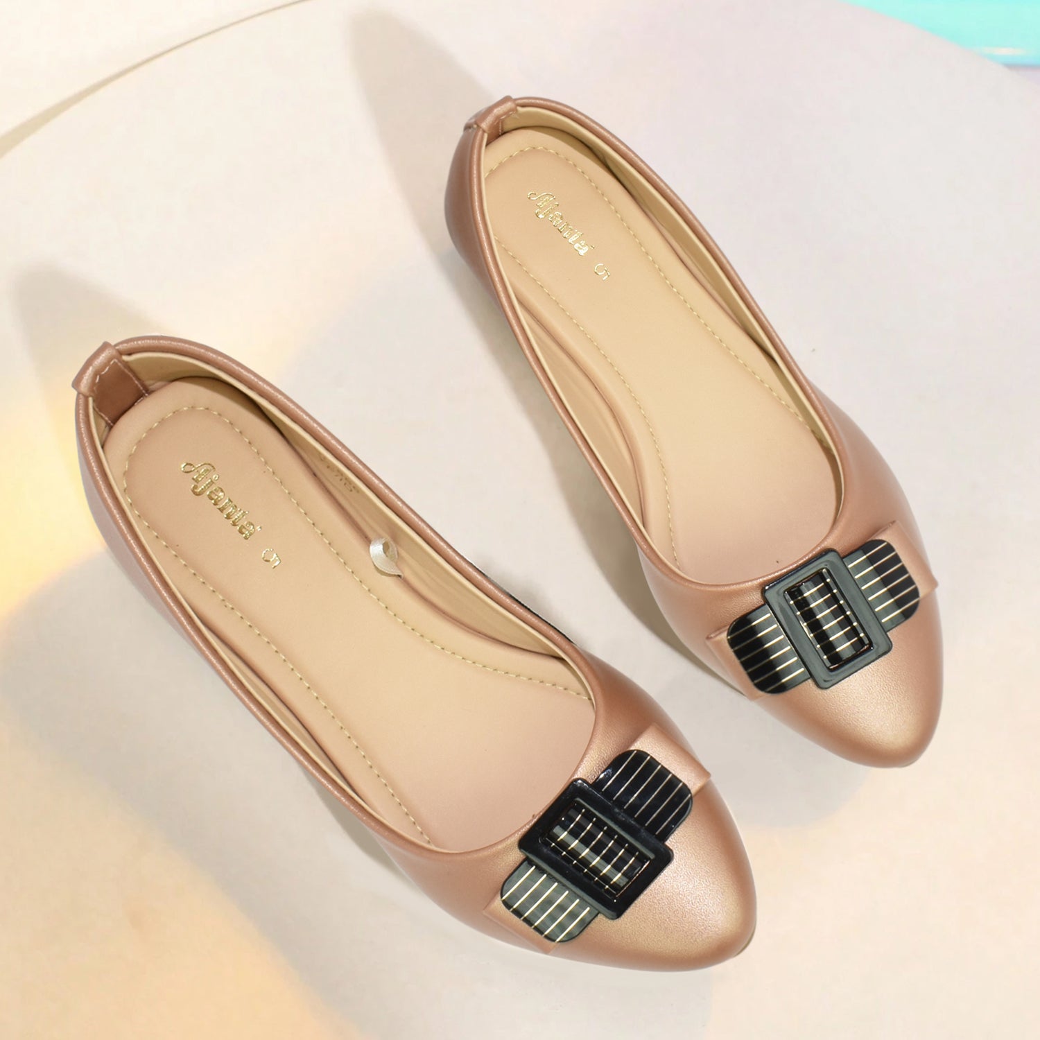 Ajanta Women's Gold Bellies | Elegant Synthetic Outer | Stylish & Comfortable Footwear for Daily and Party Wear Bellies EL5029