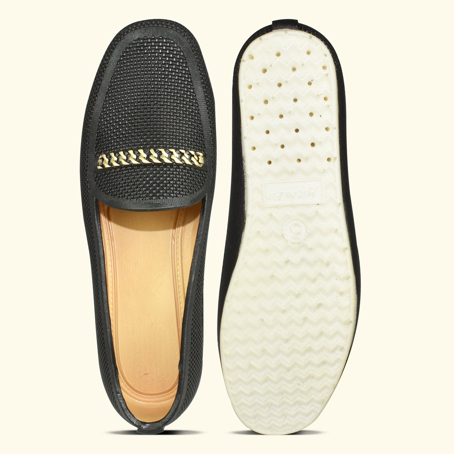 Ajanta Women's Black Bellies with Cushioned Comfort | PVC Upper & Sole | Elegant Daily & Office Wear Bellies EL5035