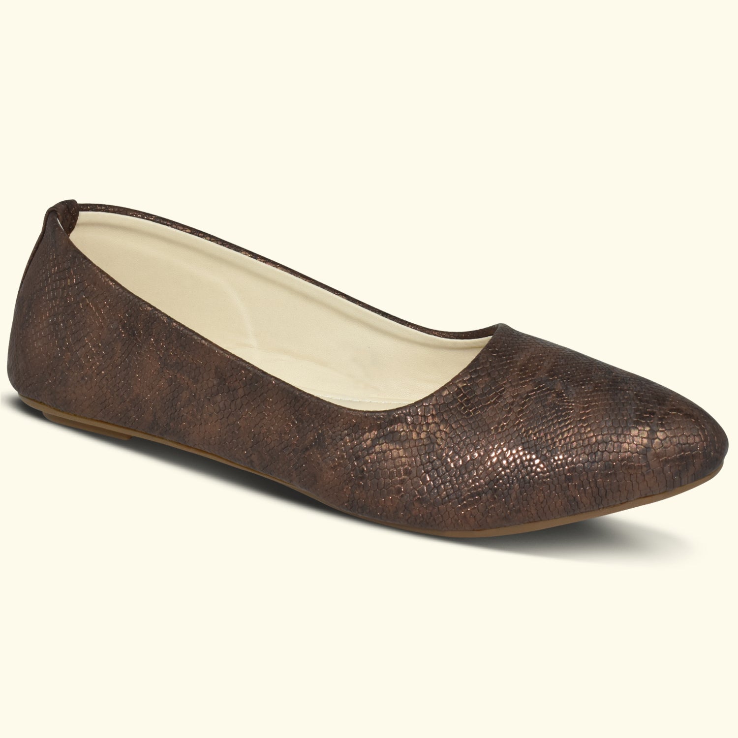 Ajanta Women Copper Snake Skin Printed Upper Pointed Toe Bellies EL5048