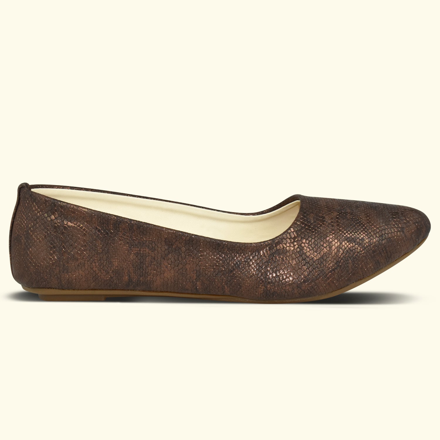 Ajanta Women Copper Snake Skin Printed Upper Pointed Toe Bellies EL5048