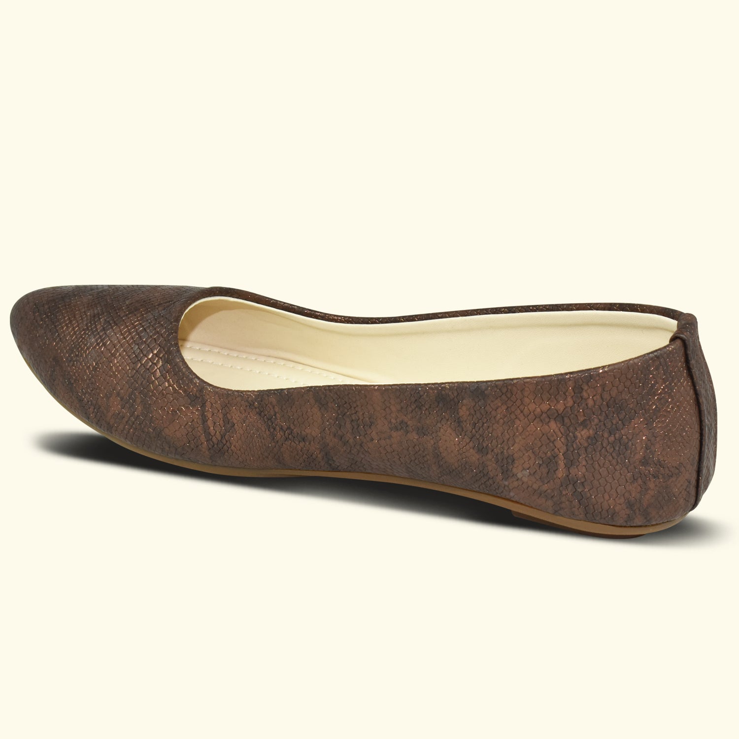 Ajanta Women Copper Snake Skin Printed Upper Pointed Toe Bellies EL5048