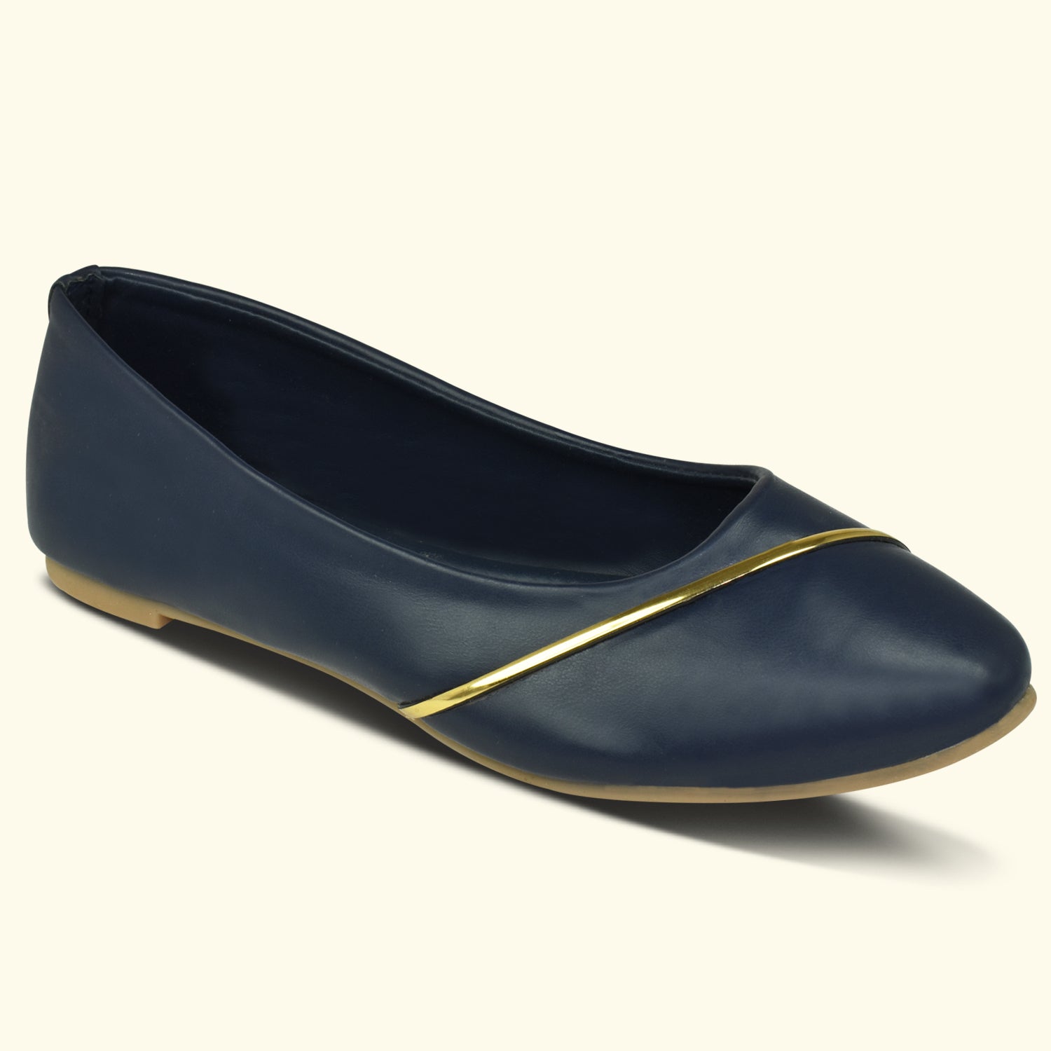 Ajanta Women Navy Striped Upper Pointed Toe Bellies EL5049