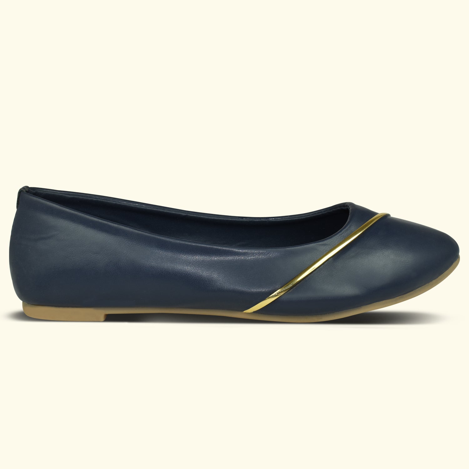 Ajanta Women Navy Striped Upper Pointed Toe Bellies EL5049