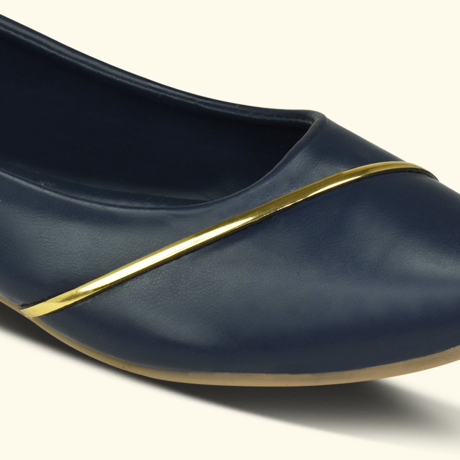 Ajanta Women Navy Striped Upper Pointed Toe Bellies EL5049