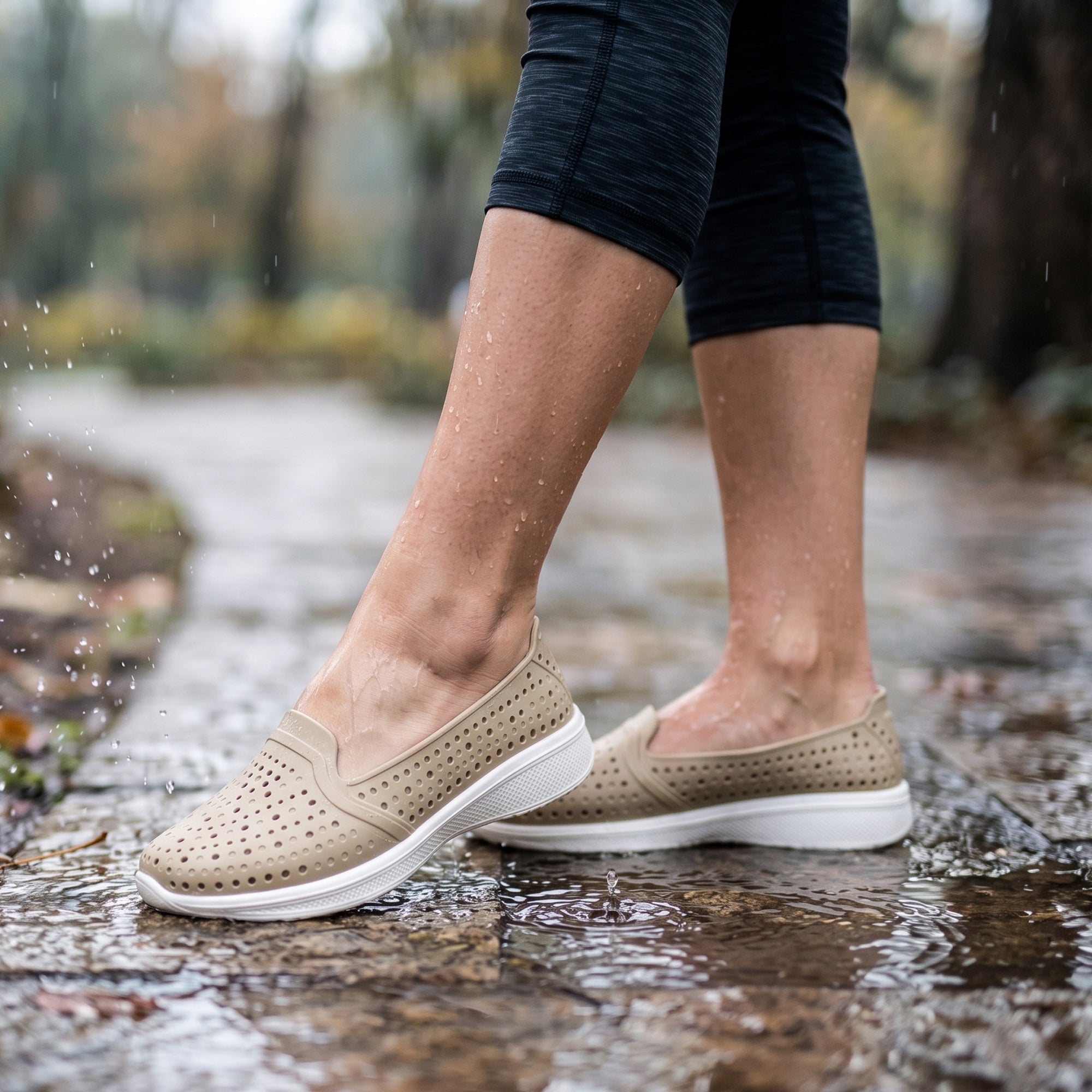 AJANTA Women PVC Molded Casual Shoes | Lightweight Comfortable Slip-On Daily Wear Footwear (Cream)