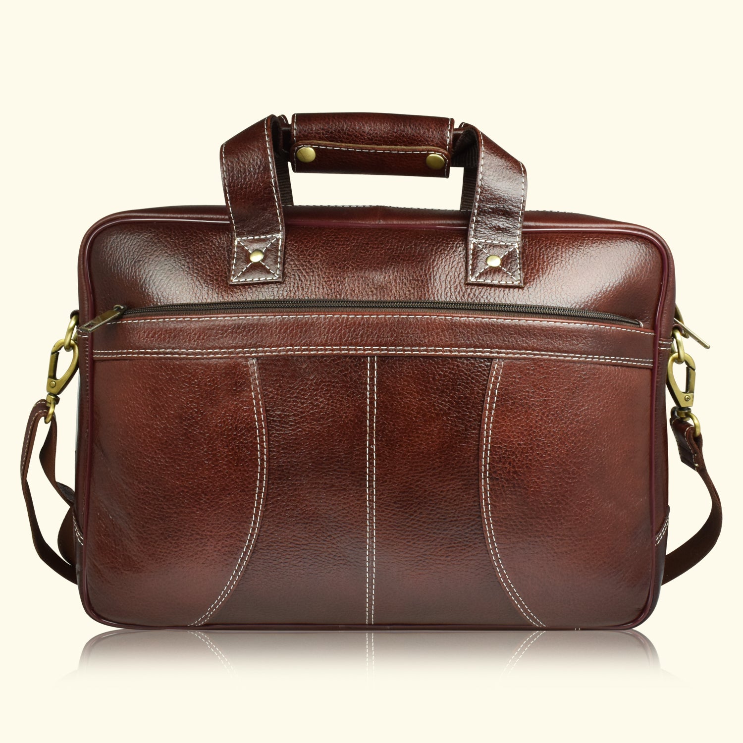 AJANTA 15-Inch Premium Leather Laptop Messenger Bag, Durable Office Briefcase with Adjustable Shoulder Strap for Men JB5003