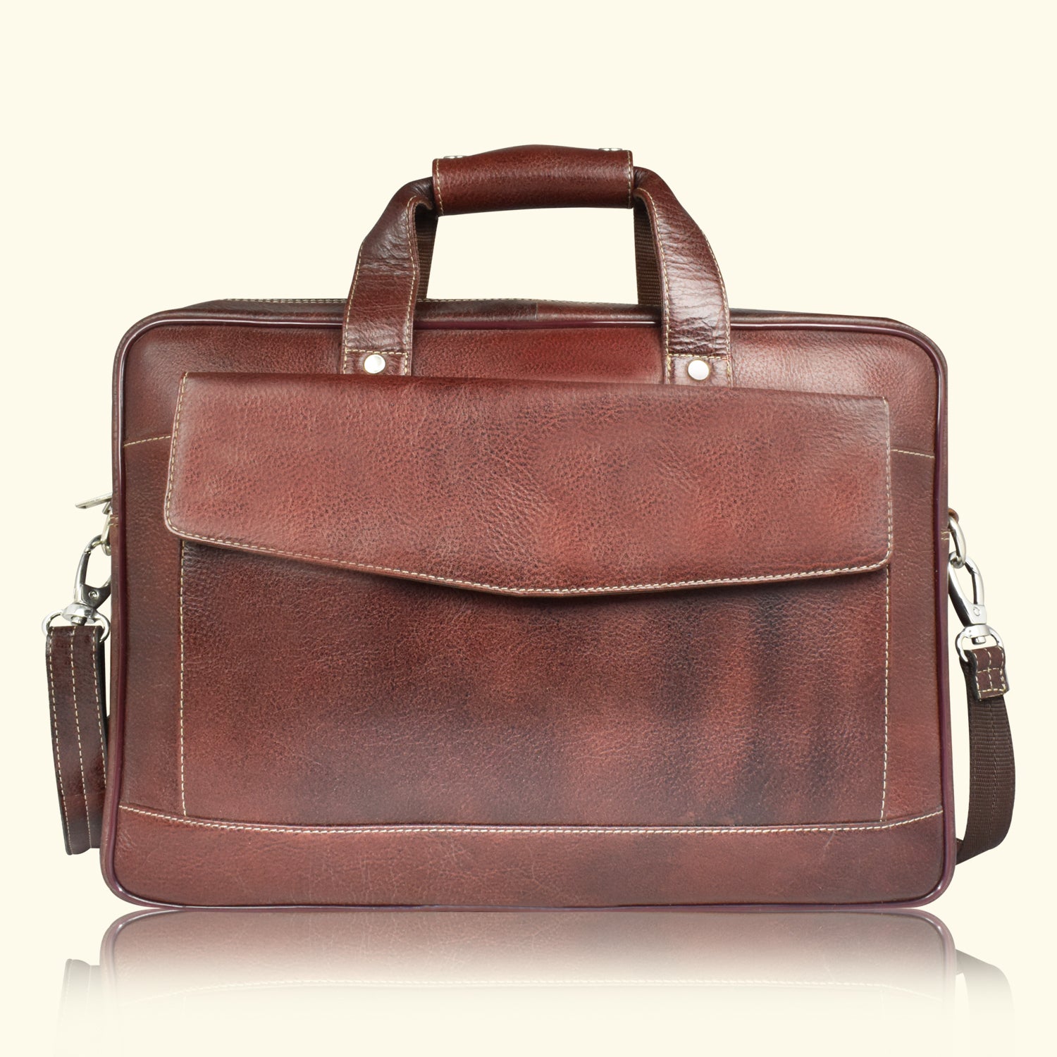 AJANTA 15.8-Inch Premium Leather Laptop Messenger Bag, Durable Office Briefcase with Adjustable Shoulder Strap for Men JB5002