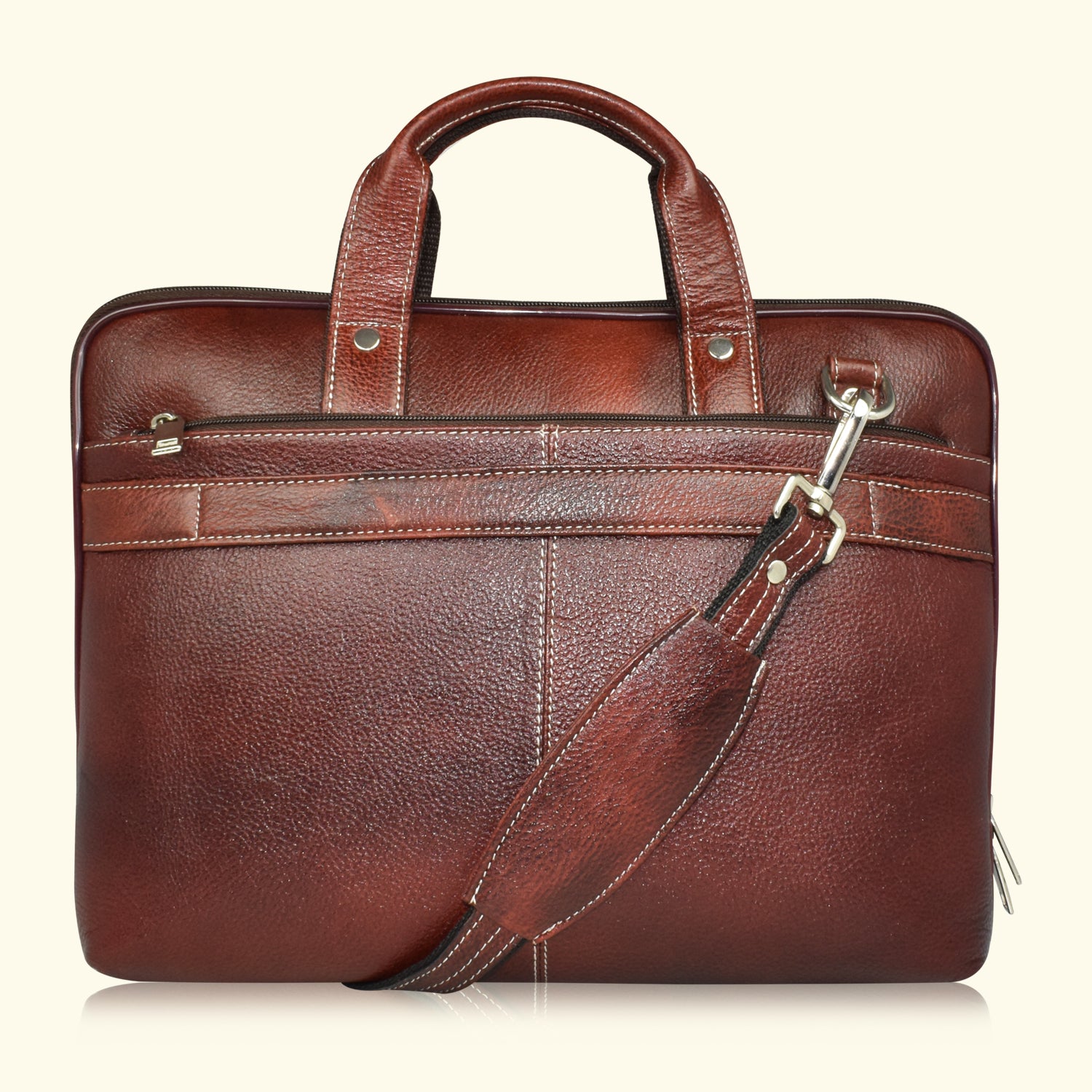 AJANTA 14.5-Inch Premium Leather Laptop Messenger Bag, Durable Office Briefcase with Adjustable Shoulder Strap for Men JB5001