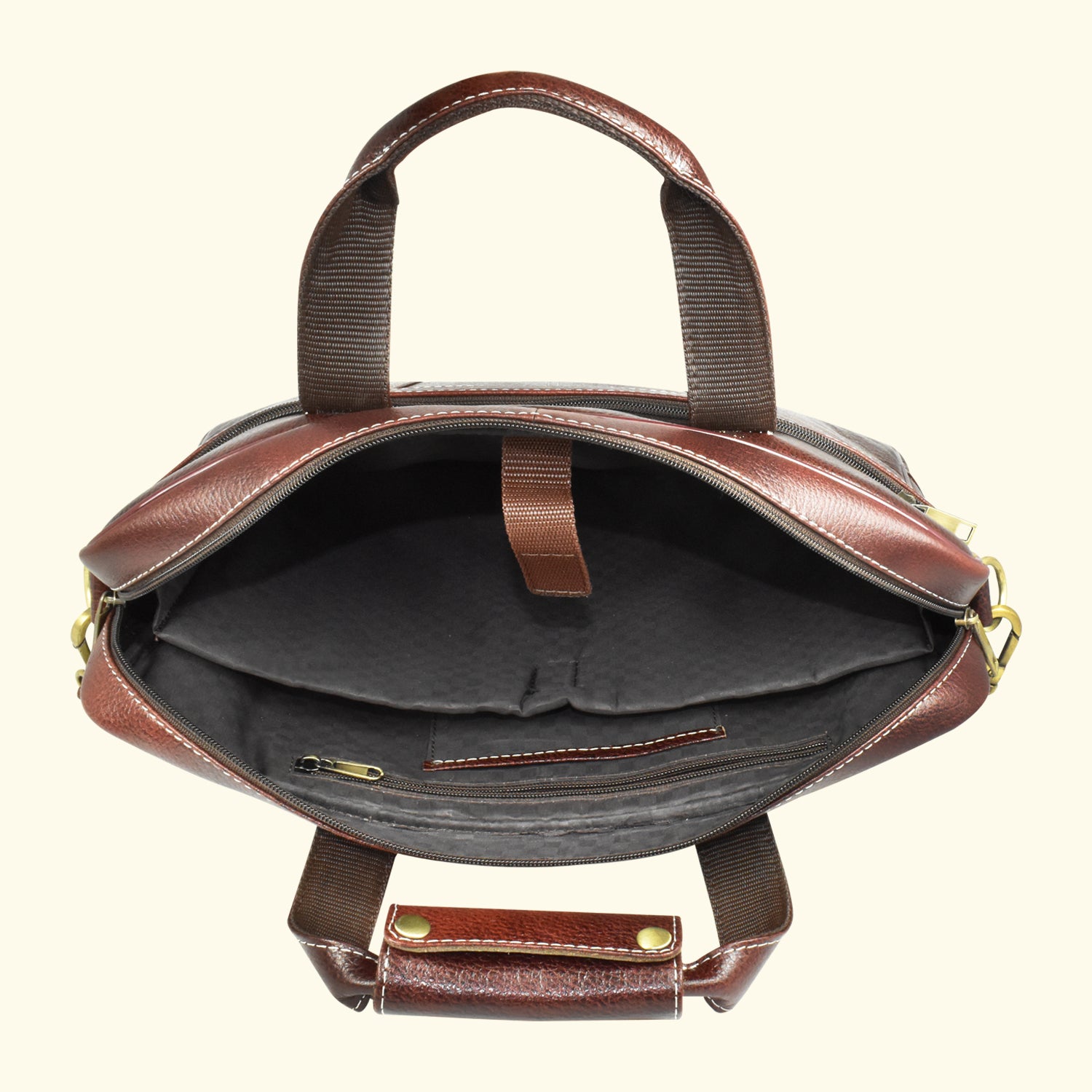 AJANTA 15-Inch Premium Leather Laptop Messenger Bag, Durable Office Briefcase with Adjustable Shoulder Strap for Men JB5003