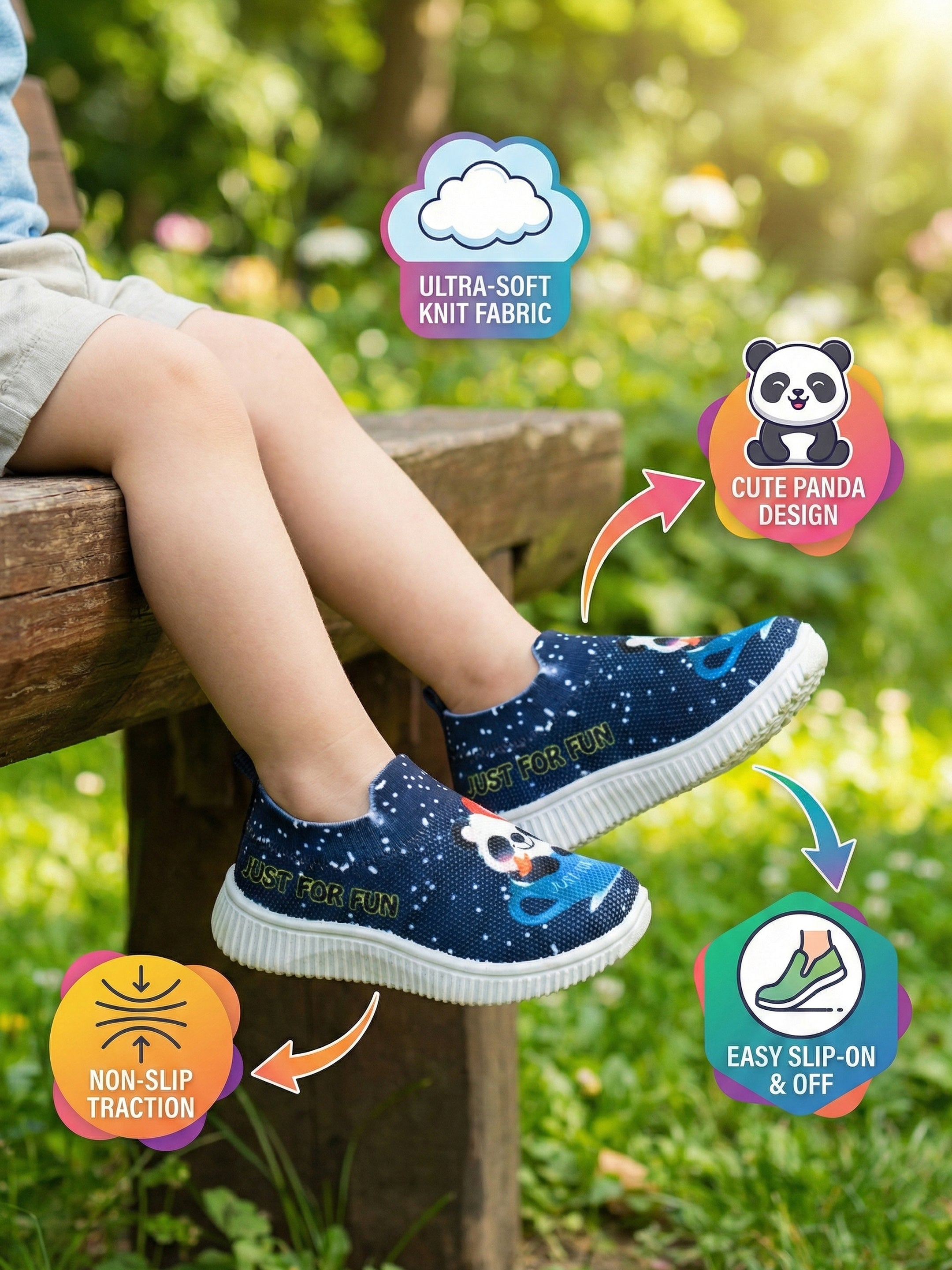 Ajanta Kung Fu Panda Printed Kids Slip-On Running Shoes with Breathable Mesh