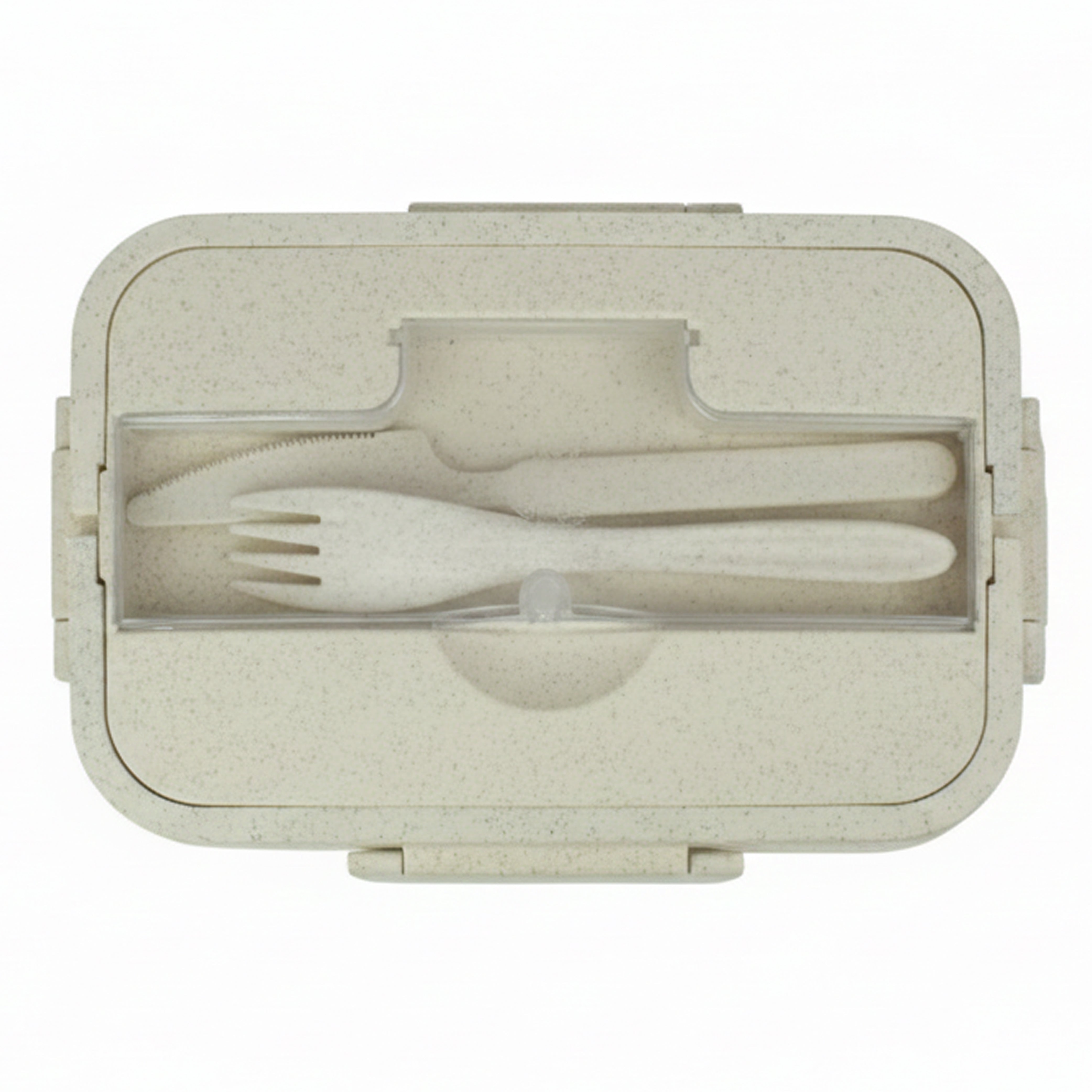 Ajanta BPA-Free Lunch Box for Kids & Adults | 3-Section Meal Box with Snap Lock Lid & Transparent Cutlery Compartment