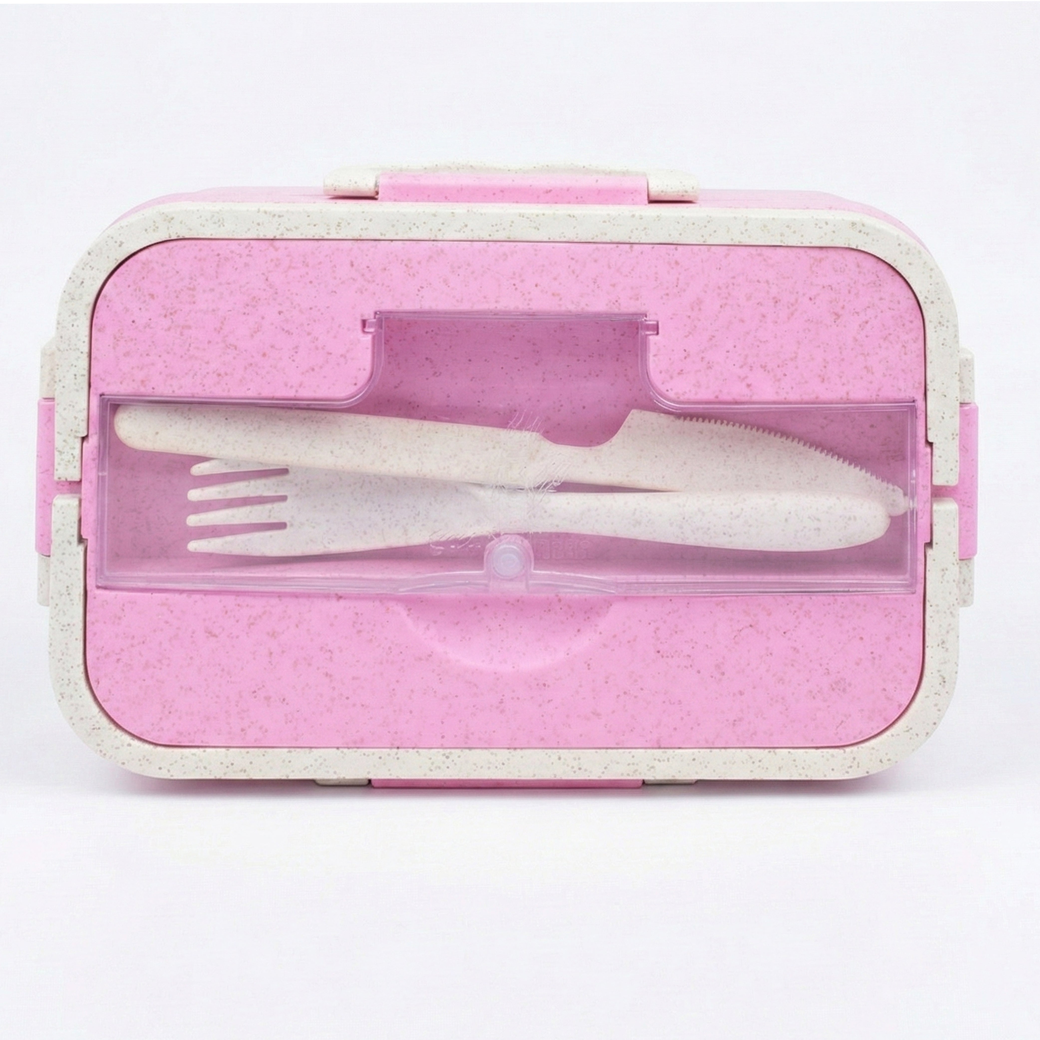 Ajanta BPA-Free 3-Section Lunch Meal Box with Snap Lock Lid & Transparent Cutlery Compartment for Kids