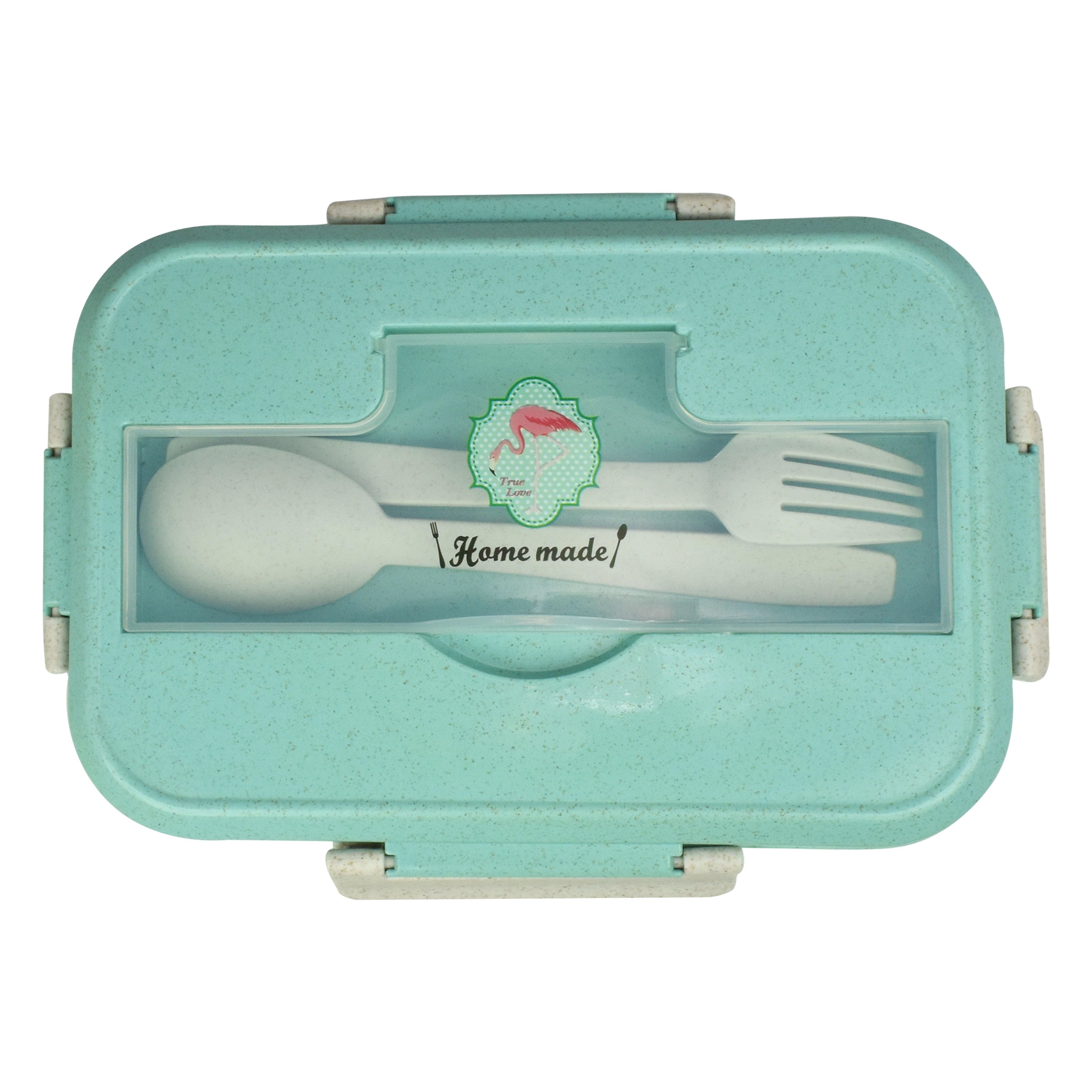 Ajanta BPA-Free Lunch Box for Kids & Adults | 2-Section Meal Box with Snap Lock Lid & Transparent Cutlery Compartment