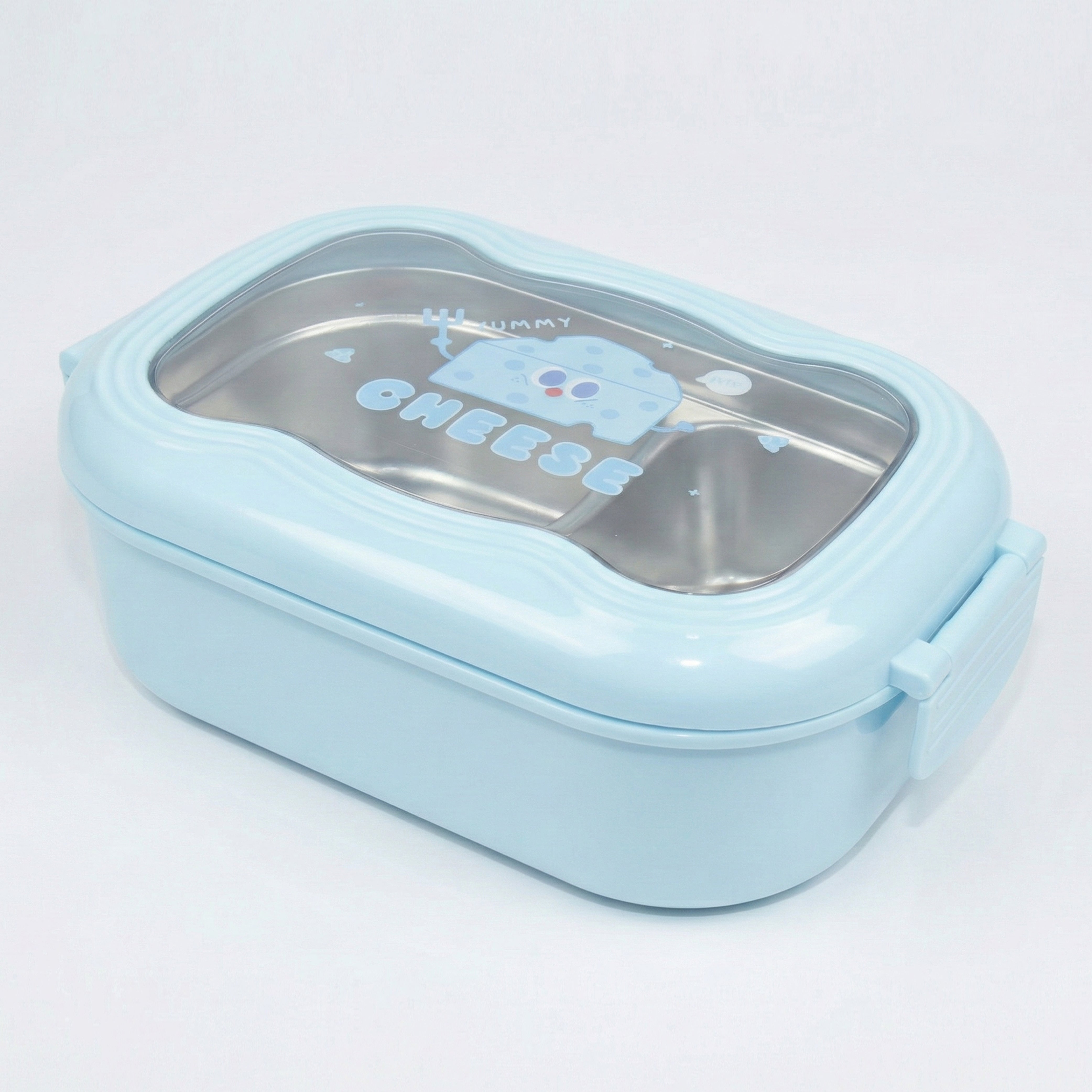 Ajanta BPA-Free Lunch Box with Transparent Lid, 2-Section Food Container with Dual Side Snap Locks