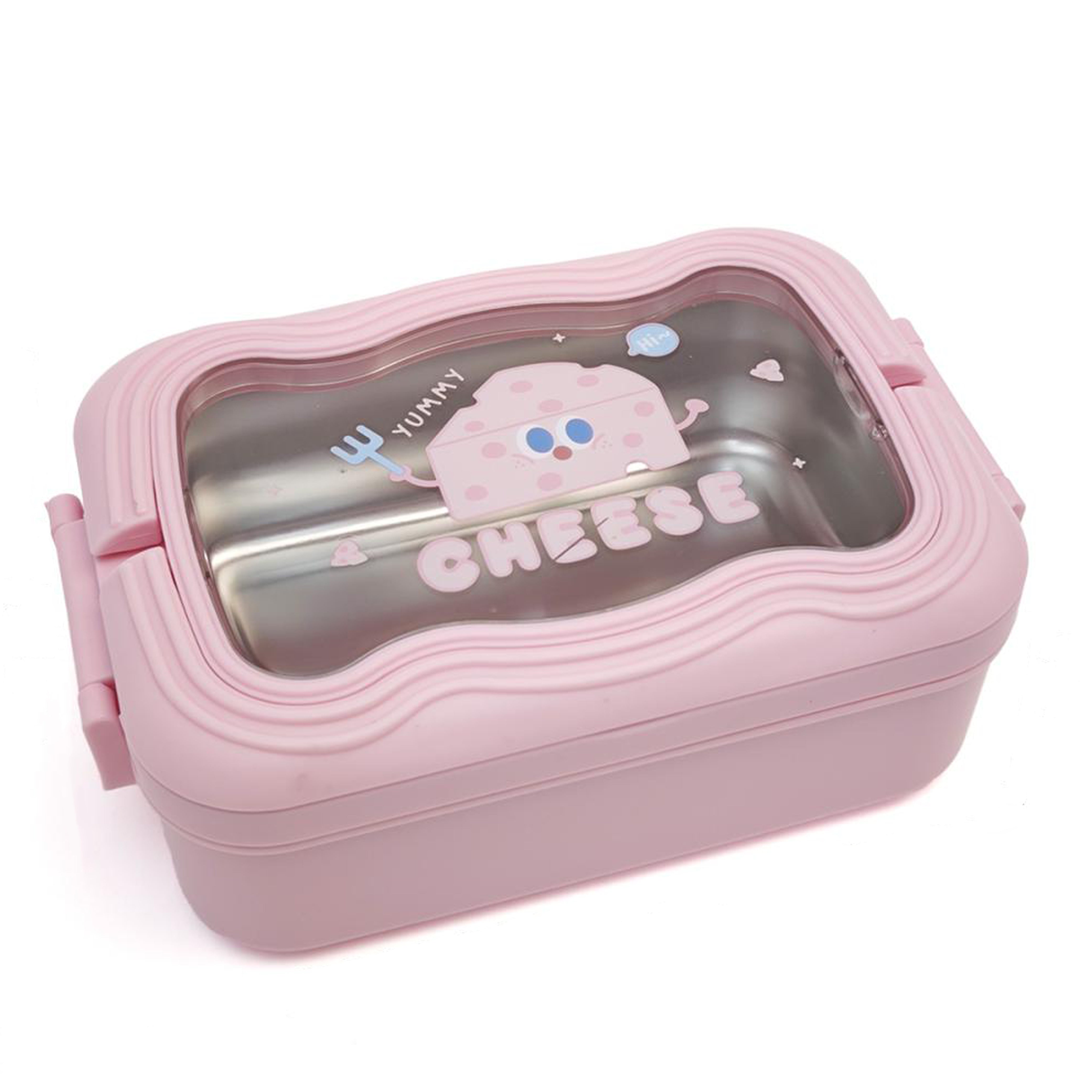 Ajanta BPA-Free Lunch Box with Transparent Lid, 2-Section Food Container with Dual Side Snap Locks