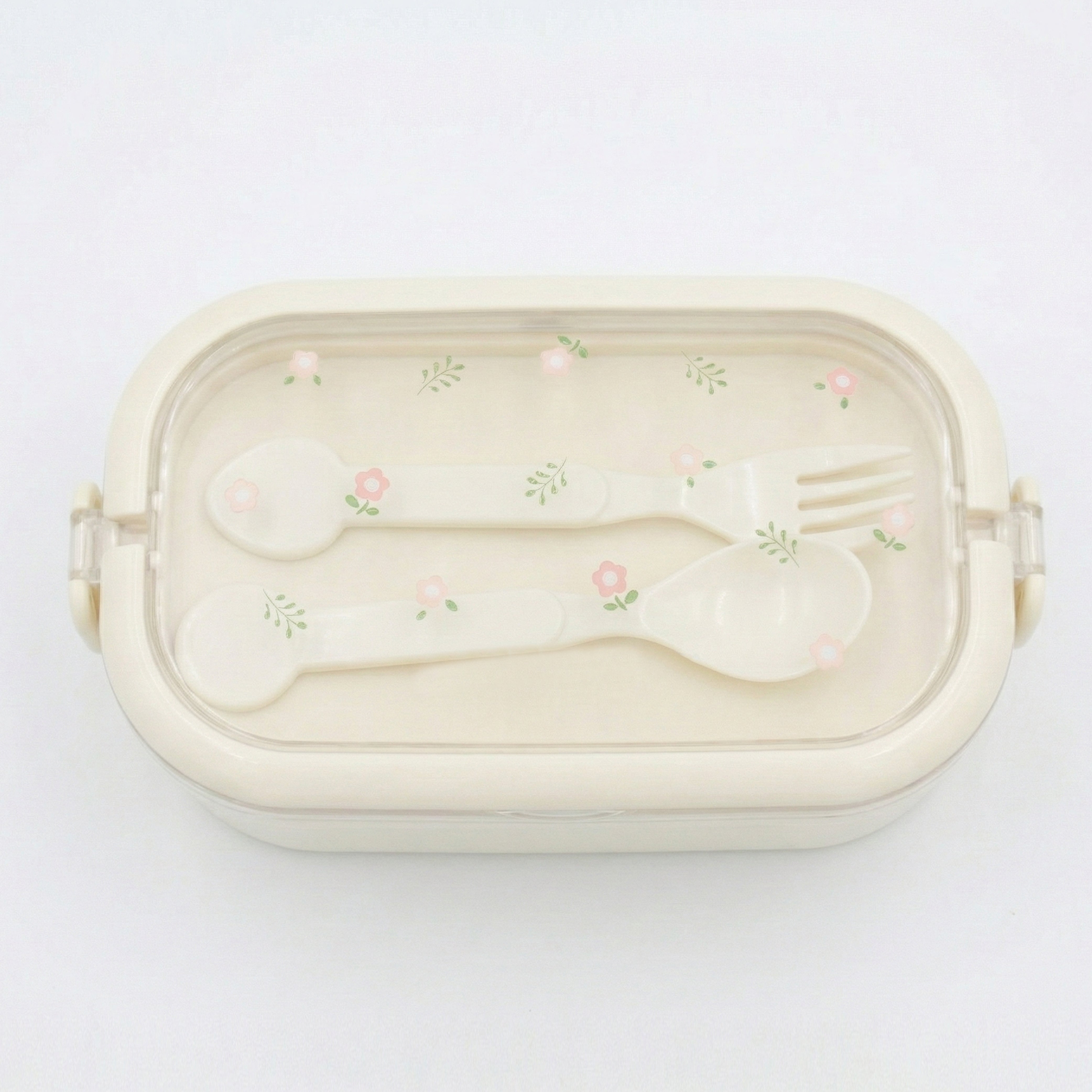 Ajanta BPA-Free Lunch Box with Cutlery Compartment Single-Section Meal Box with Transparent Lid, Dual Snap Locks & Top Handles