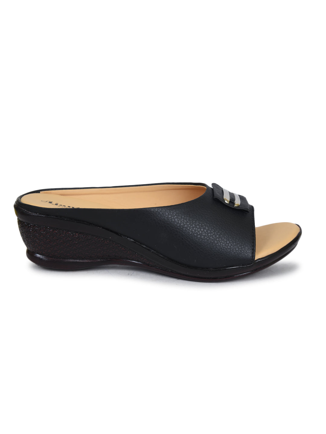 Ajanta Women's Black Sandals | Stylish Synthetic Upper | Durable PVC Sole | Elegant Party & Casual Wear | Women Sandal ML0448