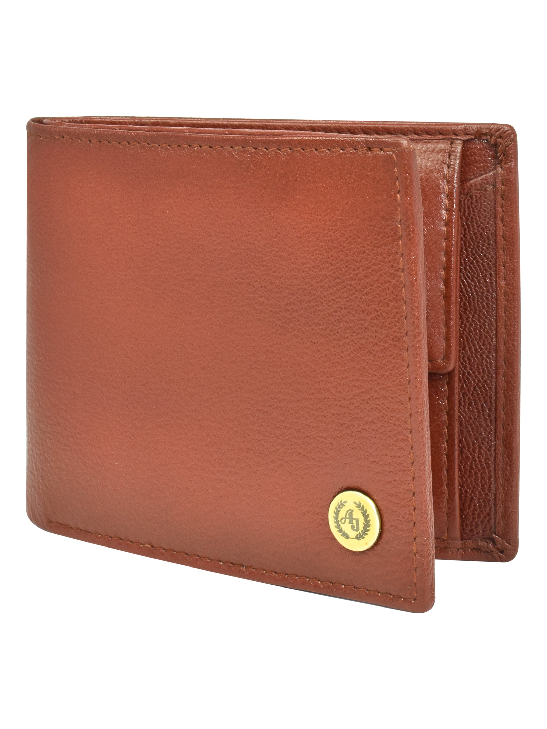 Ajanta Cognac Leather Wallet for Men Classic Bi-Fold with 5 Card Slots