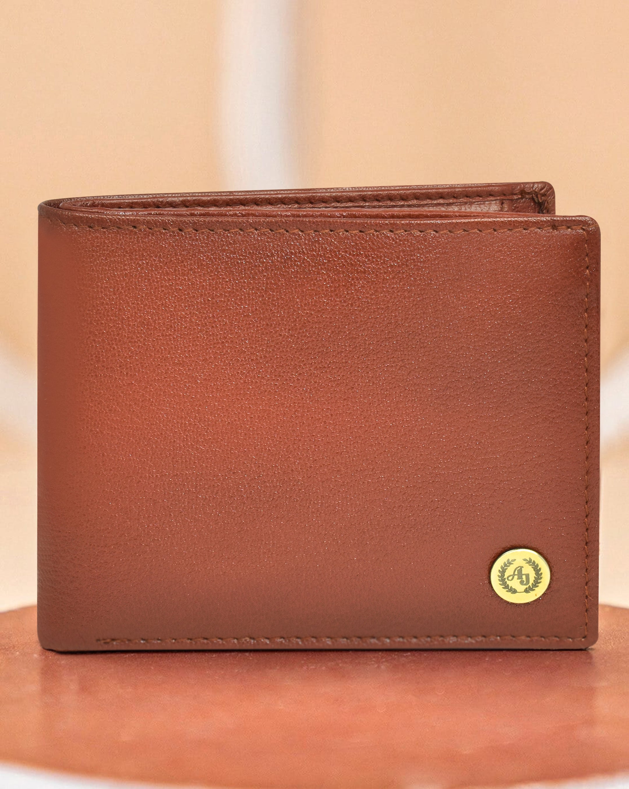 Ajanta Cognac Leather Wallet for Men Classic Bi-Fold with 5 Card Slots