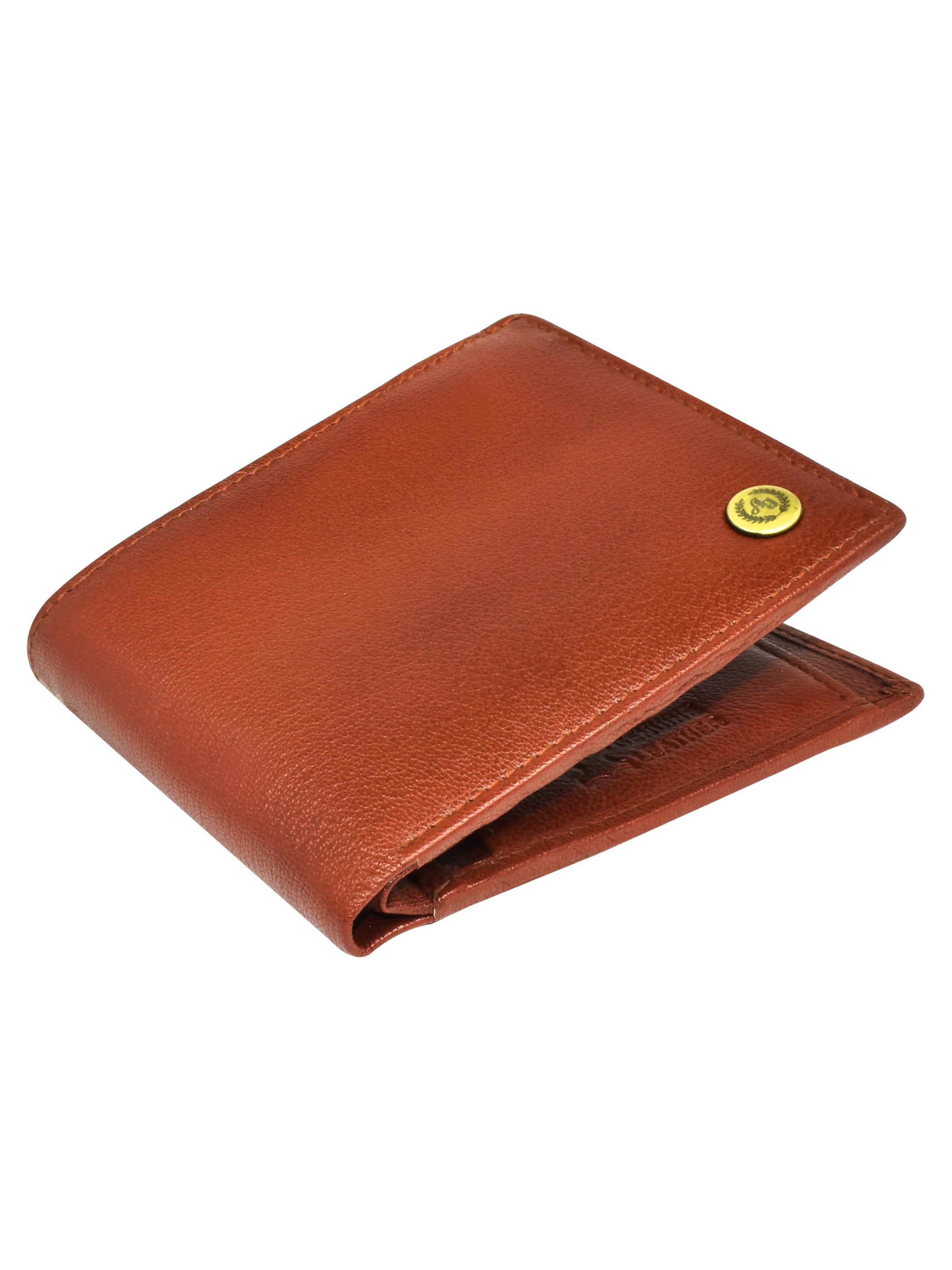 Ajanta Cognac Leather Wallet for Men Classic Bi-Fold with 5 Card Slots