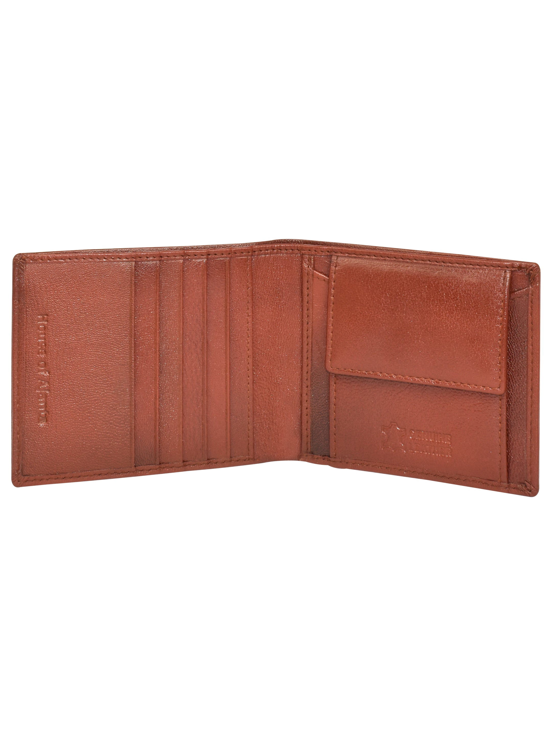 Ajanta Cognac Leather Wallet for Men Classic Bi-Fold with 5 Card Slots